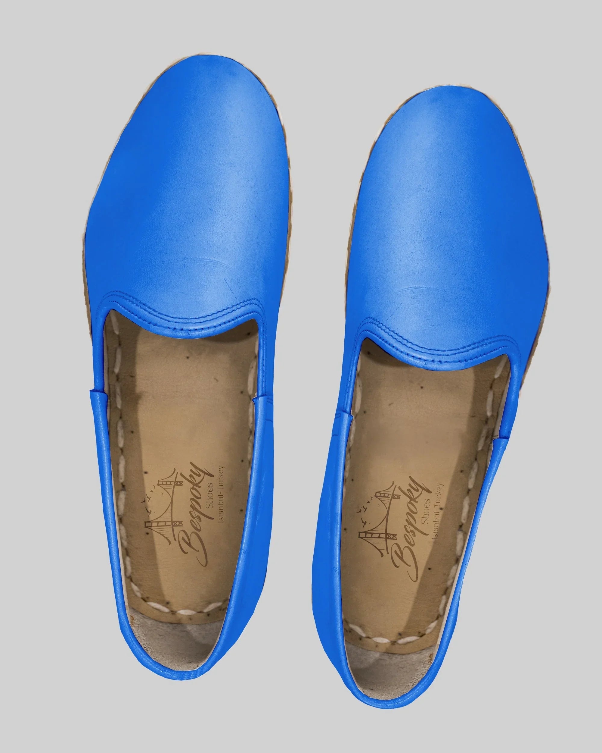Side view Blue Yemeni Shoes - Calf Leather Zero Drop | Bespoky