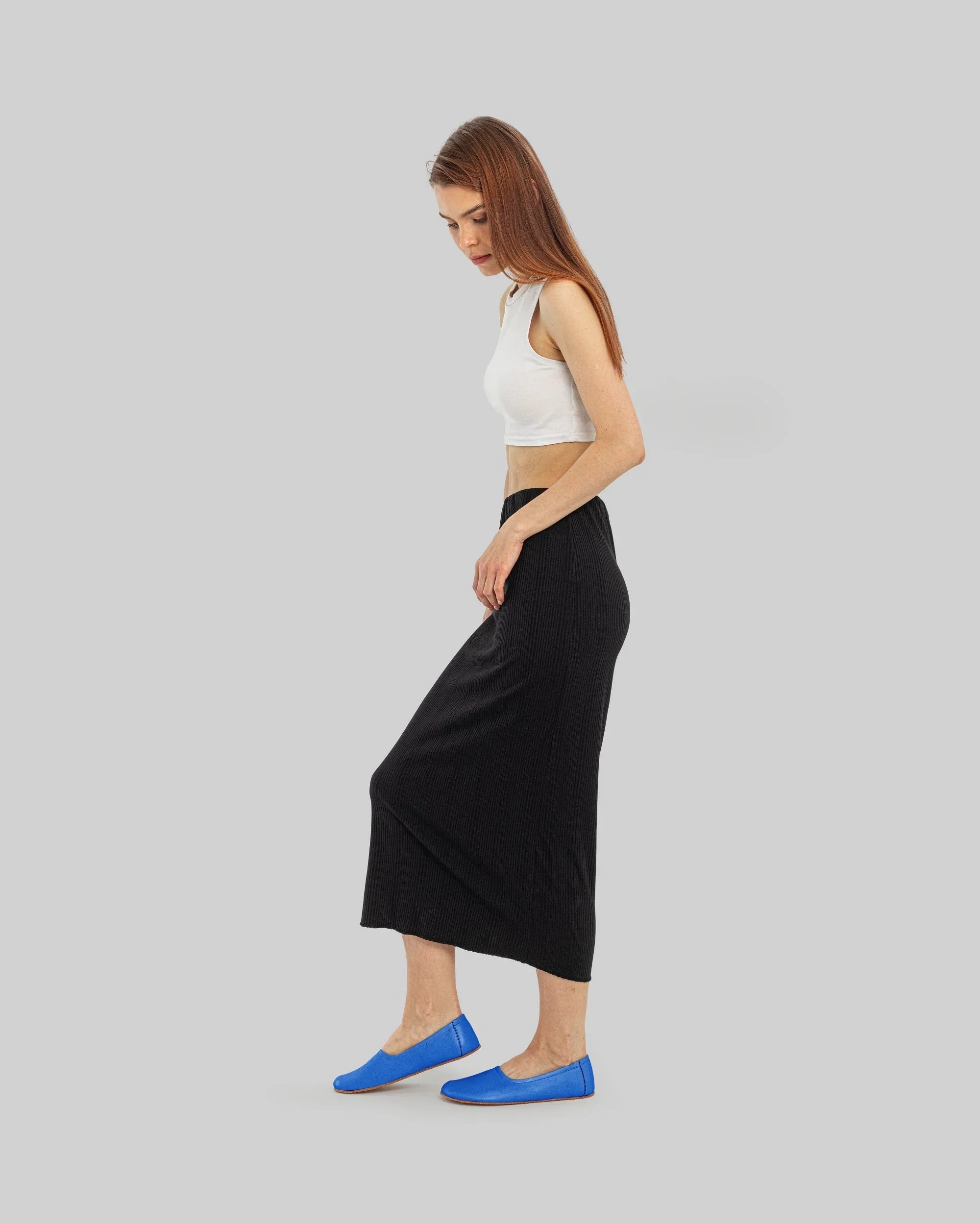 Close-up calf leather - Blue Ballet Flats Detail | Bespoky