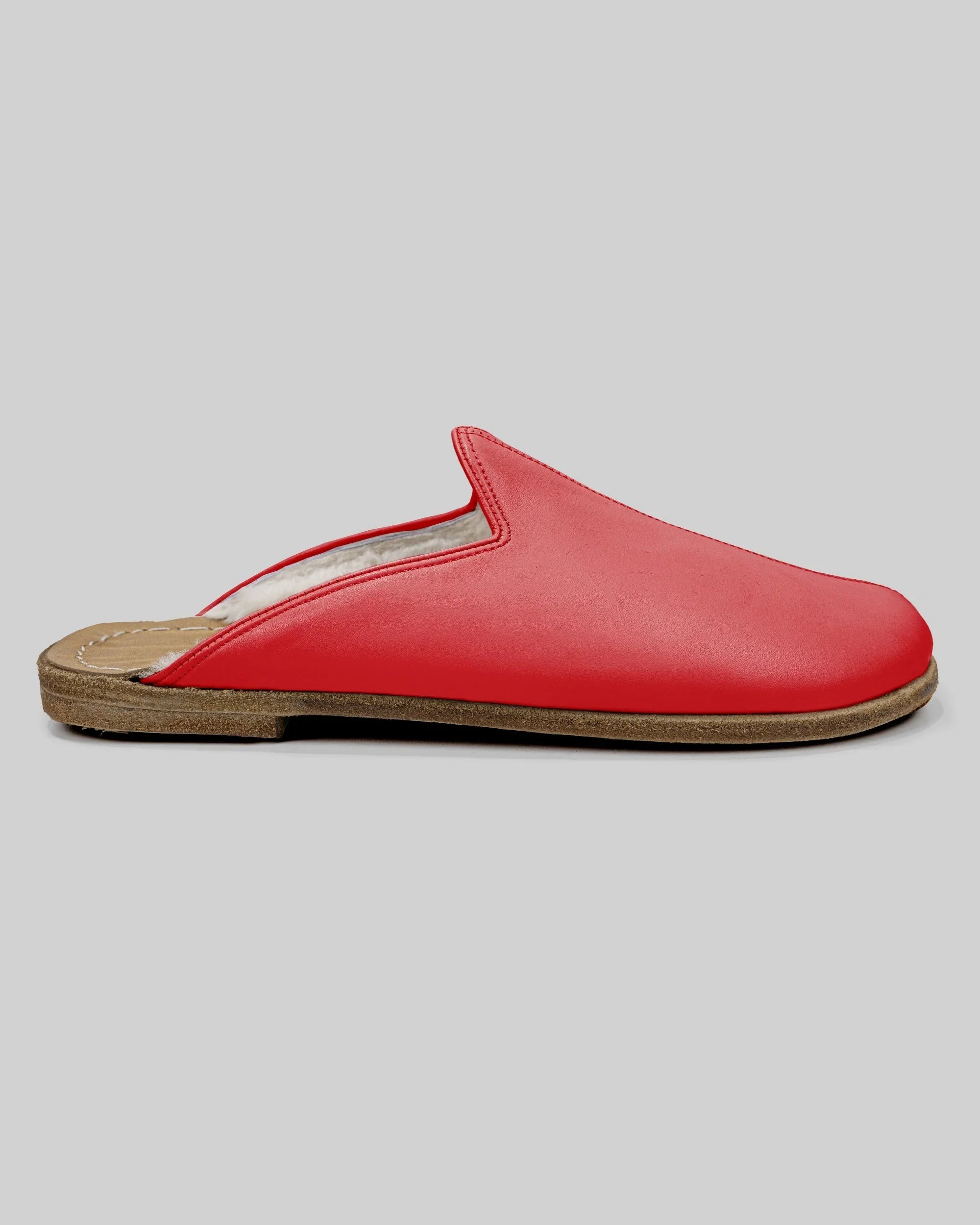 Side view Gold Shearling Slippers - Calf Leather Zero Drop | Bespoky