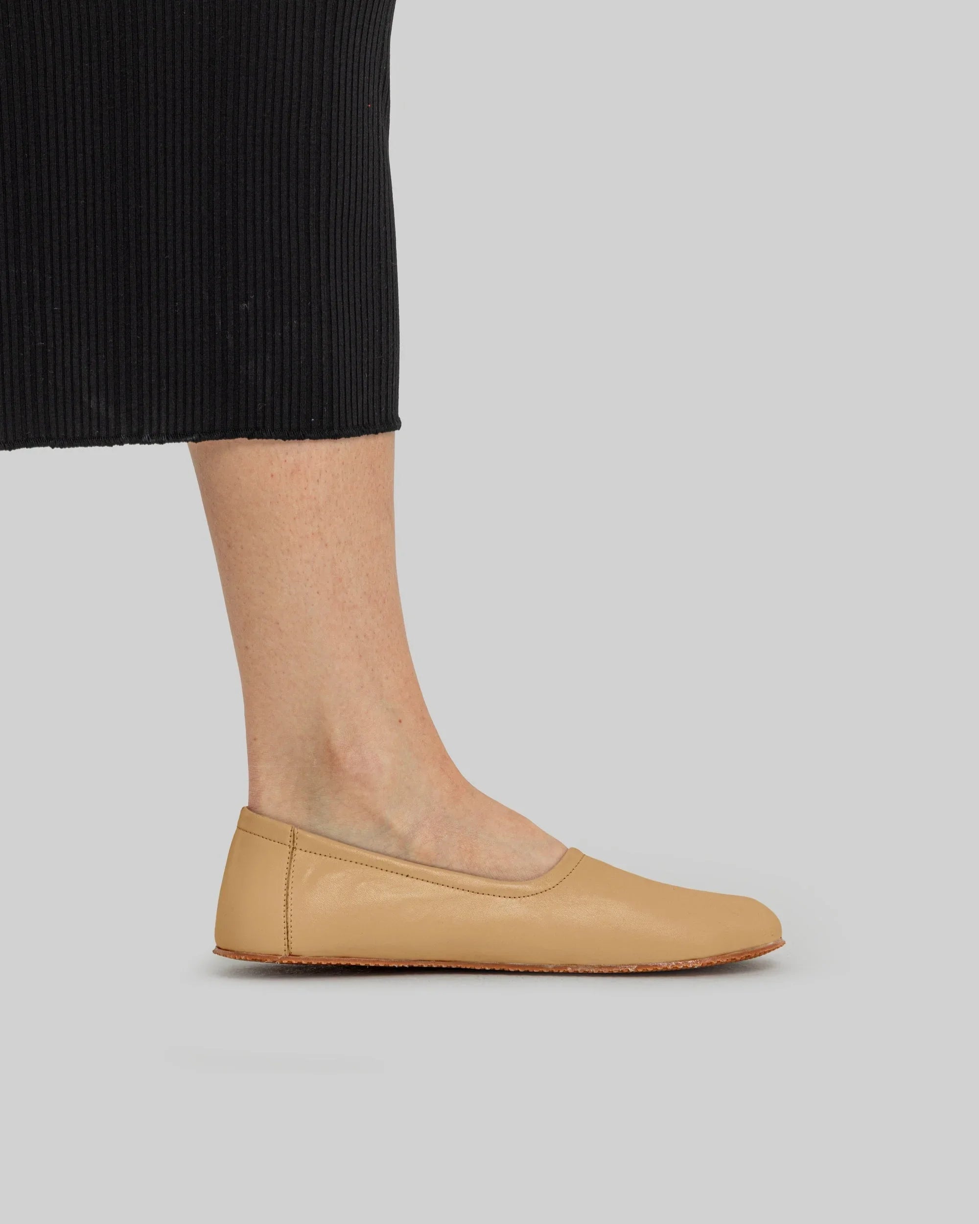 Pair Melon Yellow Ballet Flats - Barefoot Wide Toe Calf Leather | Bespoky
