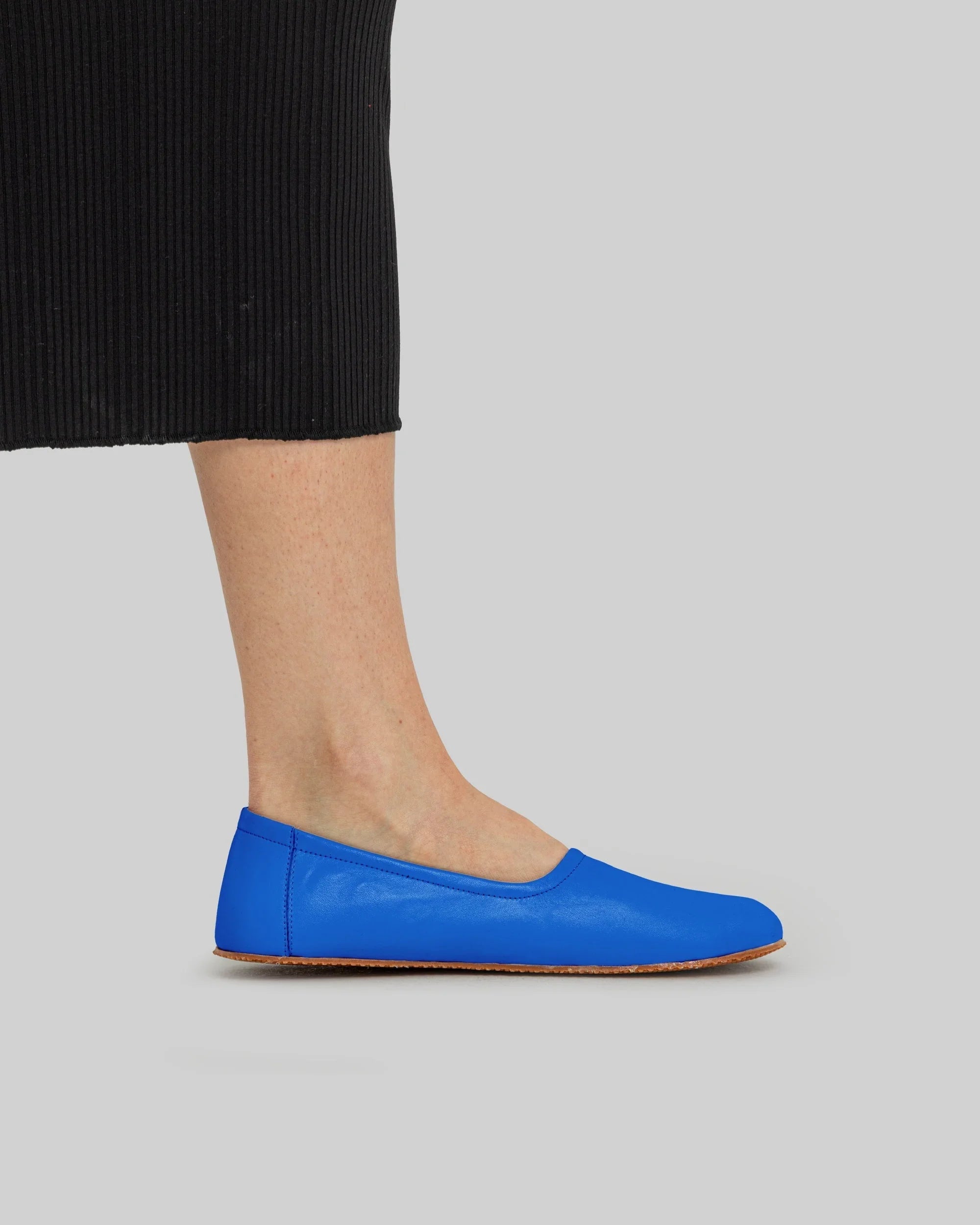 Pair Blue Ballet Flats - Barefoot Wide Toe Calf Leather | Bespoky
