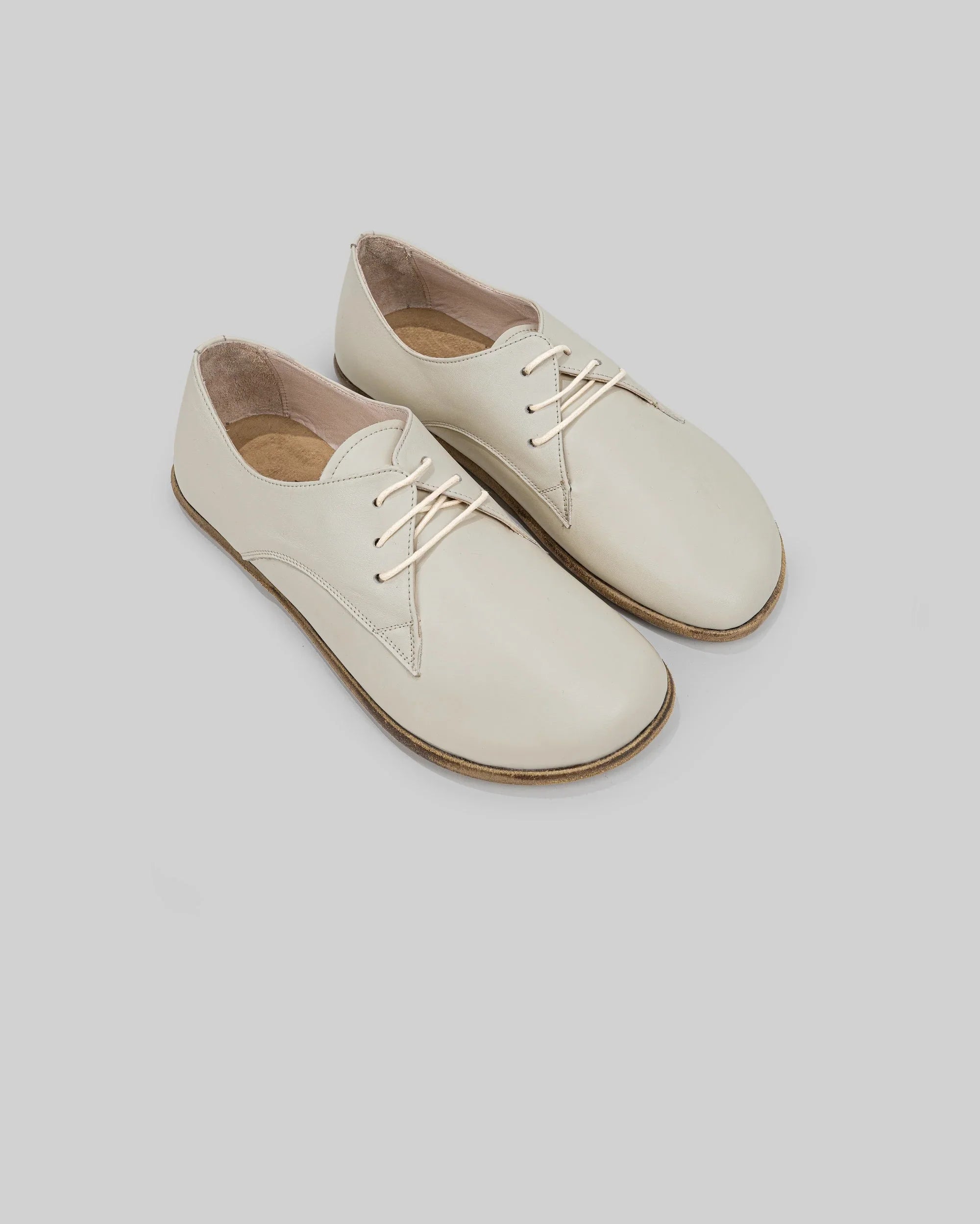 Men's Lucas Beige Oxford Shoes - Handcrafted Calf Leather Wide Toe Box | Bespoky