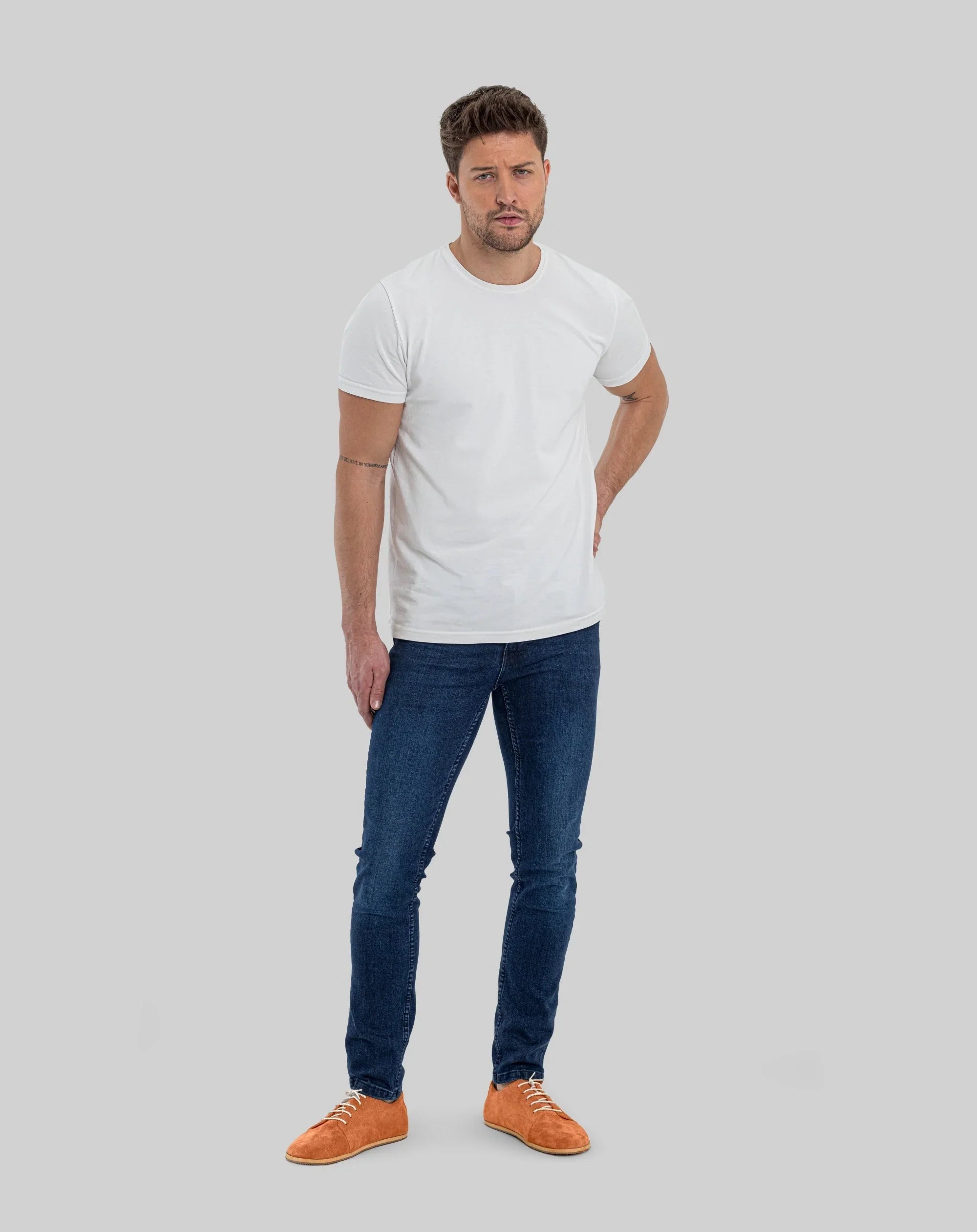 Back view Orange Barefoot Sneaker - Calf Leather Handcrafted | Bespoky