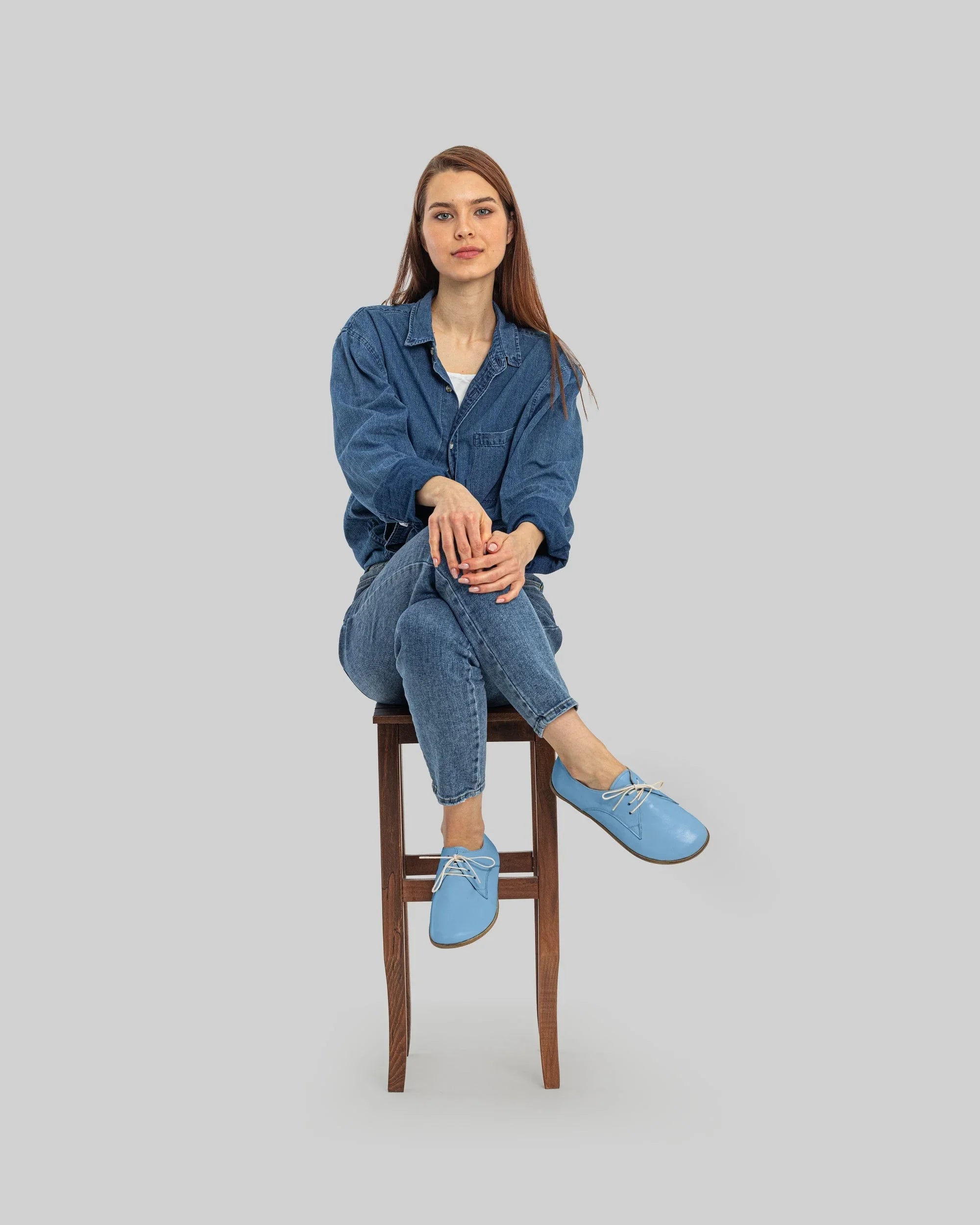Close-up calf leather - Baby Blue Oxford Shoes Detail | Bespoky