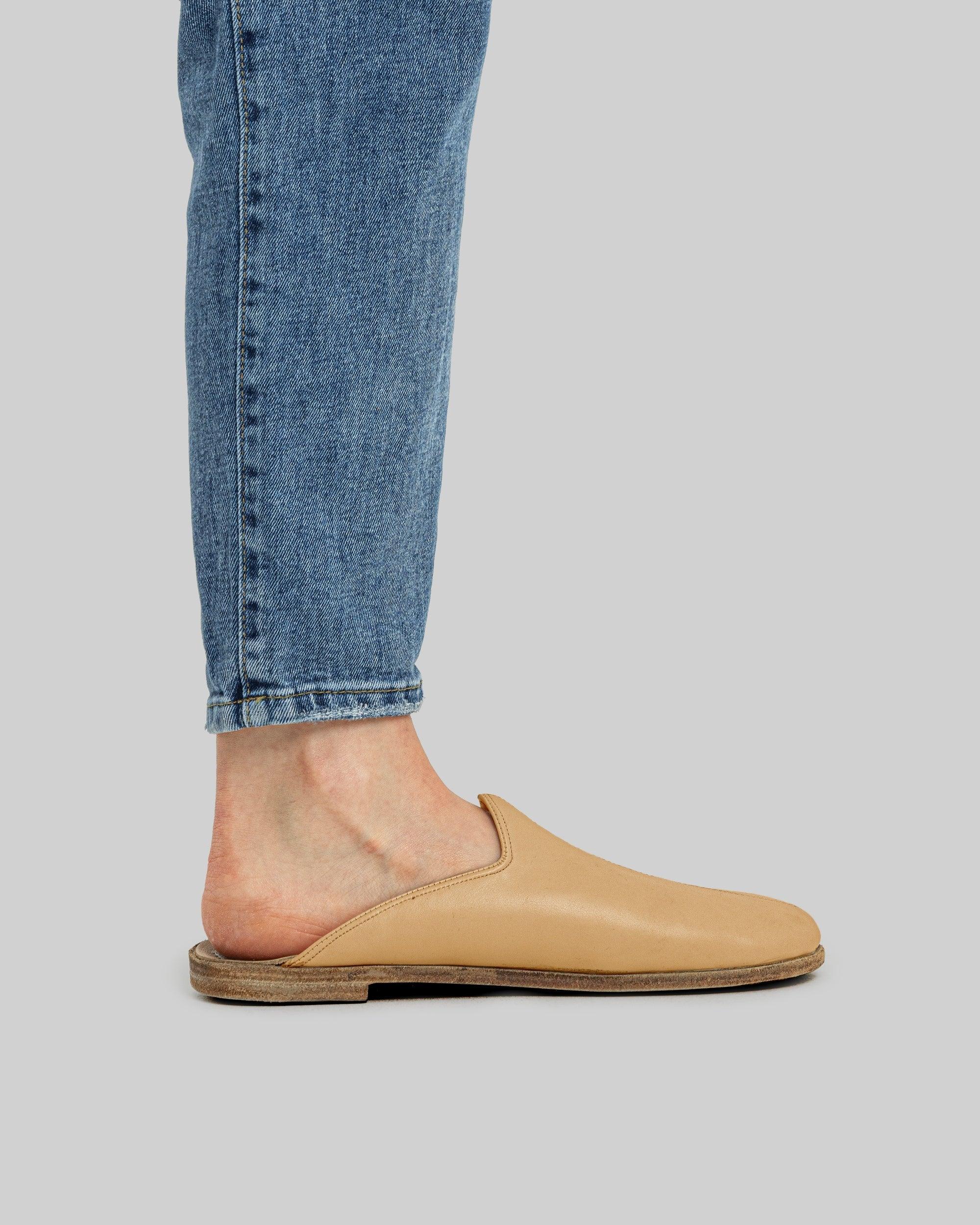 Side view Melon Yellow Slippers - Calf Leather Zero Drop | Bespoky