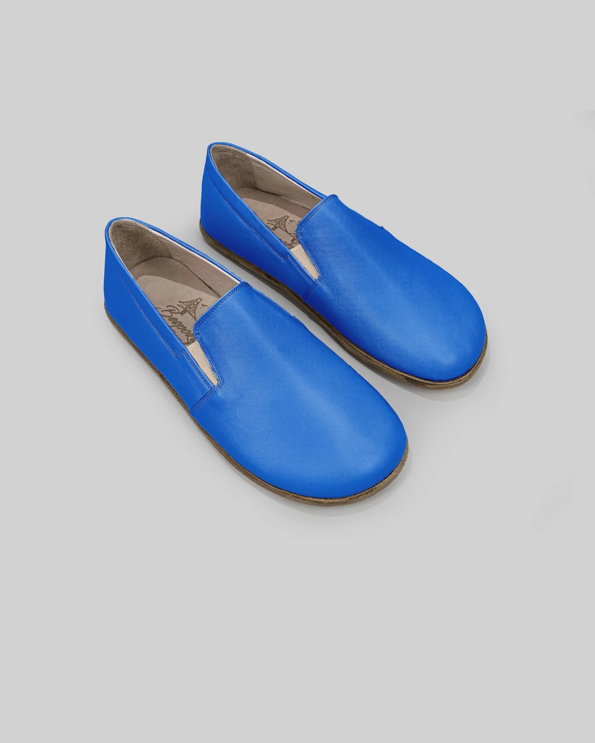 Women's Blue Barefoot Shoes - Handcrafted Calf Leather Wide Toe Box | Bespoky