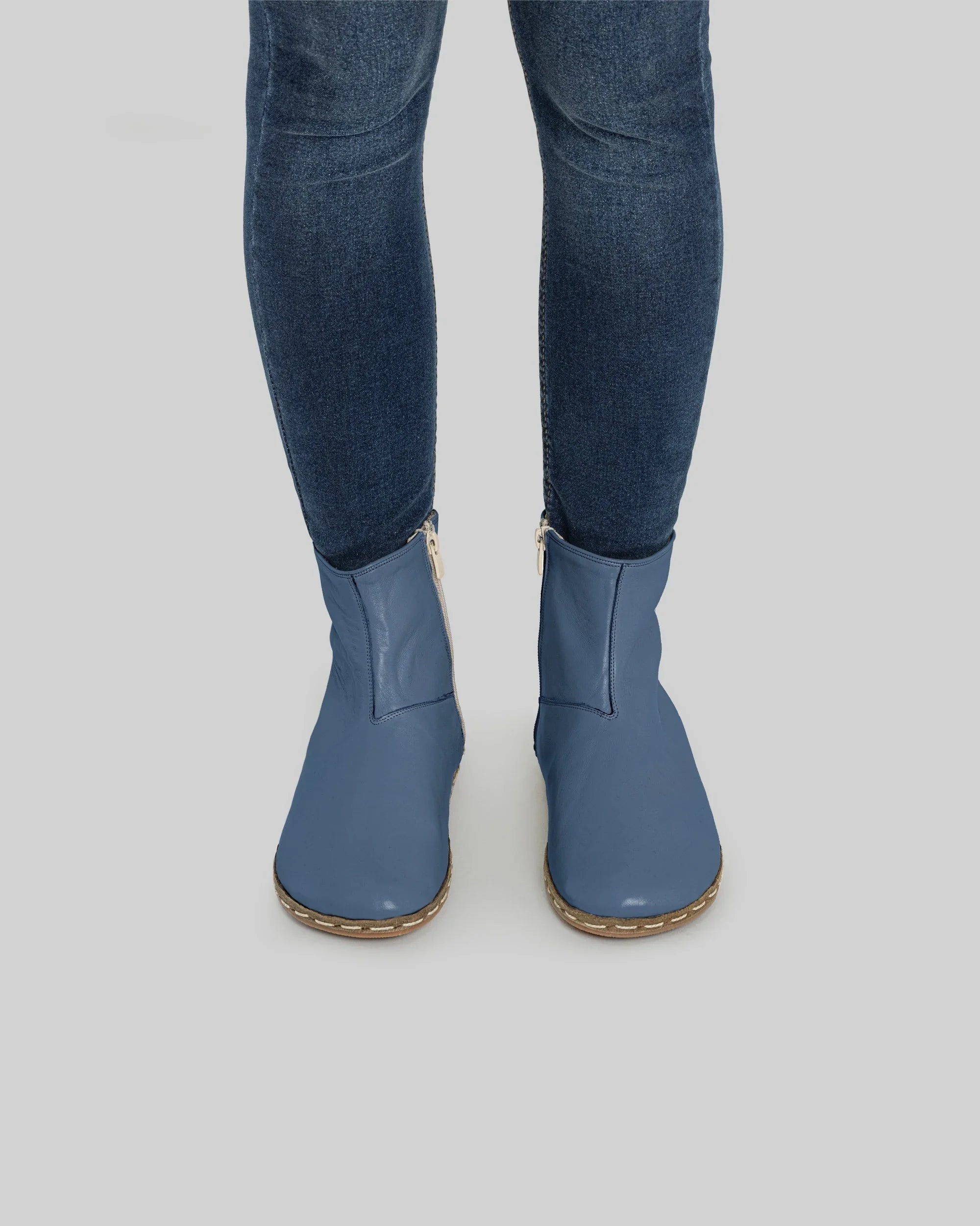 Detail Jean Blue Chelsea Boots - Handcrafted Calf Leather Turkey | Bespoky