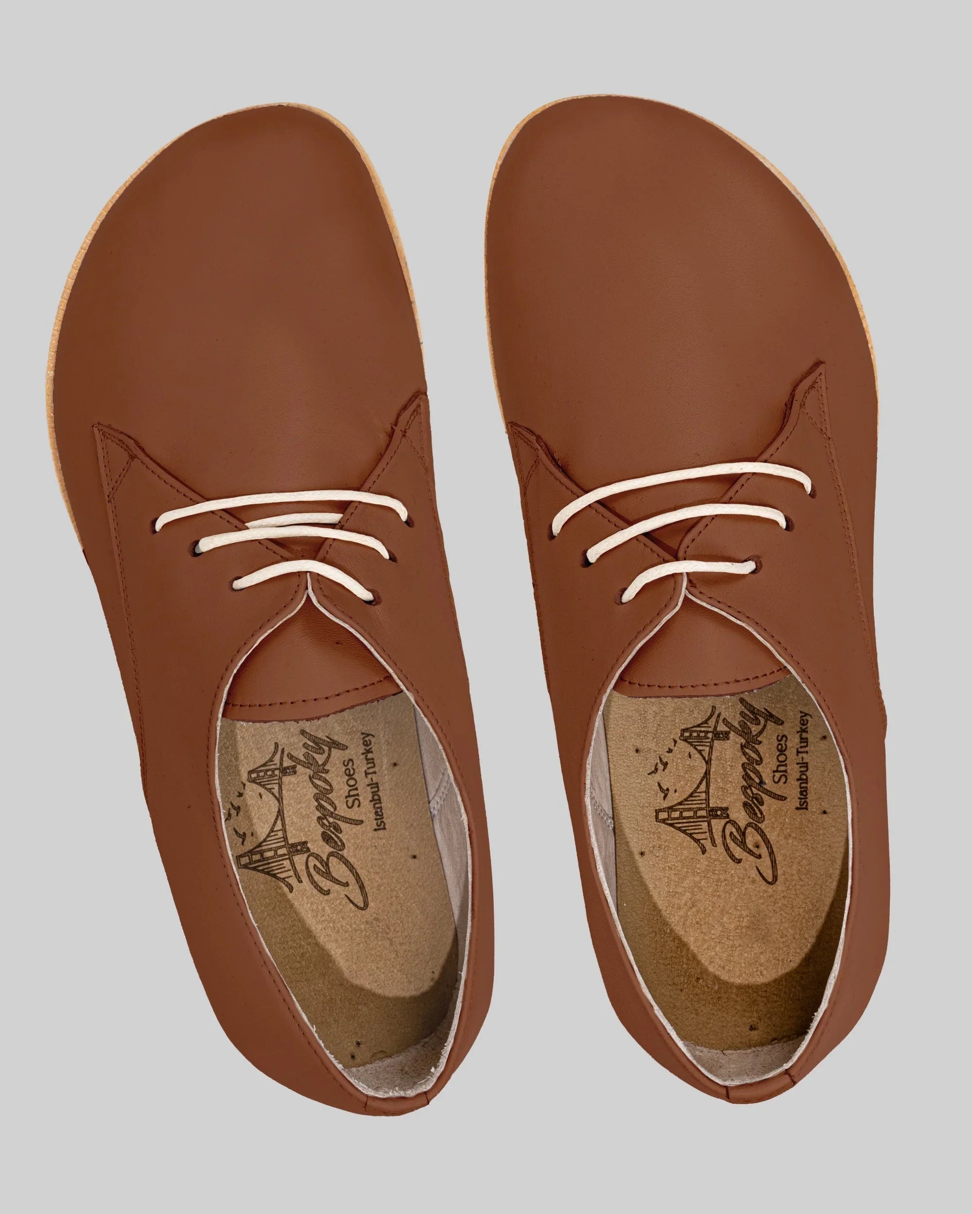Pair Dark Brown Oxford Shoes - Barefoot Wide Toe Calf Leather | Bespoky