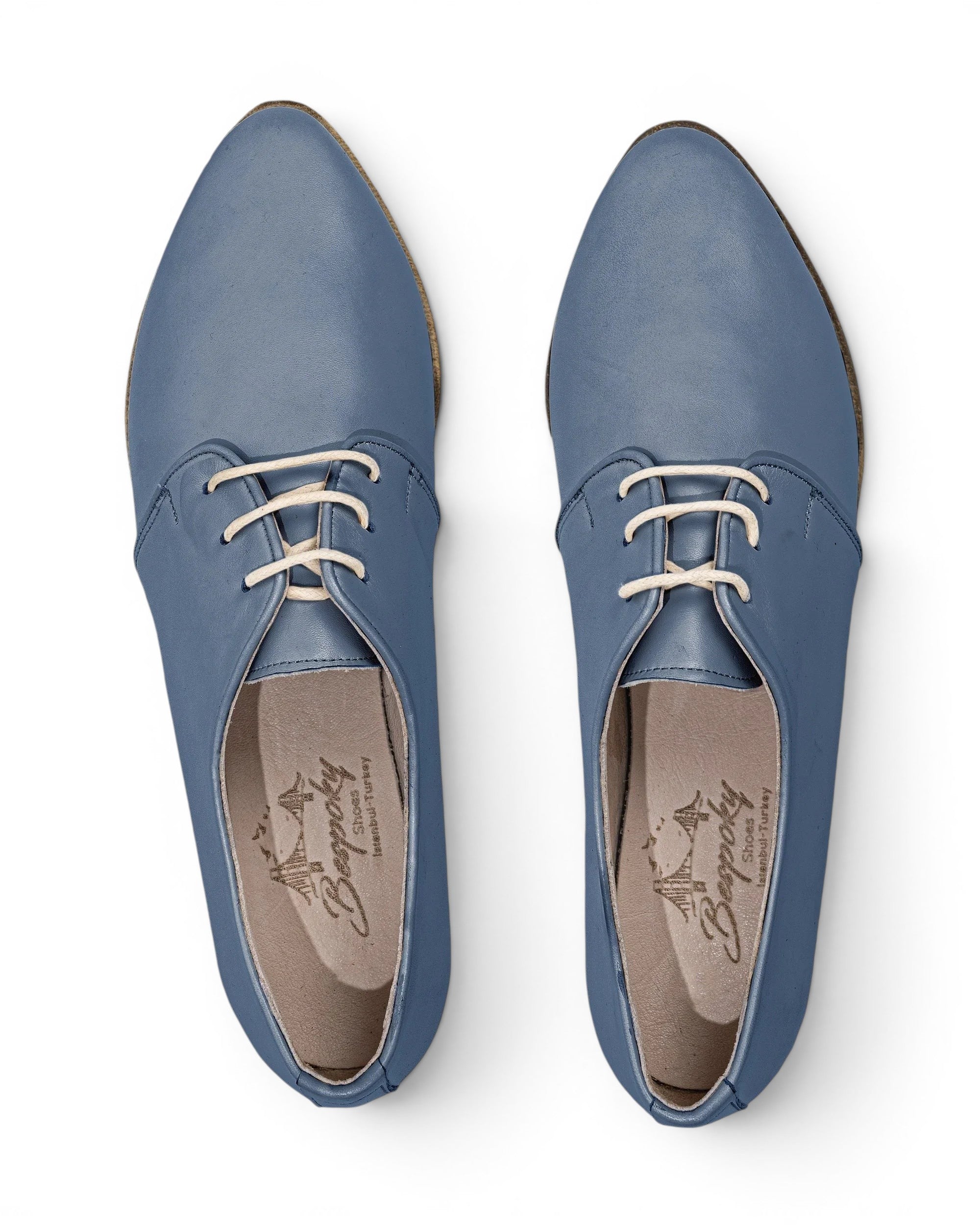 Side view Jean Blue Pointed Toe Oxford - Calf Leather Zero Drop | Bespoky