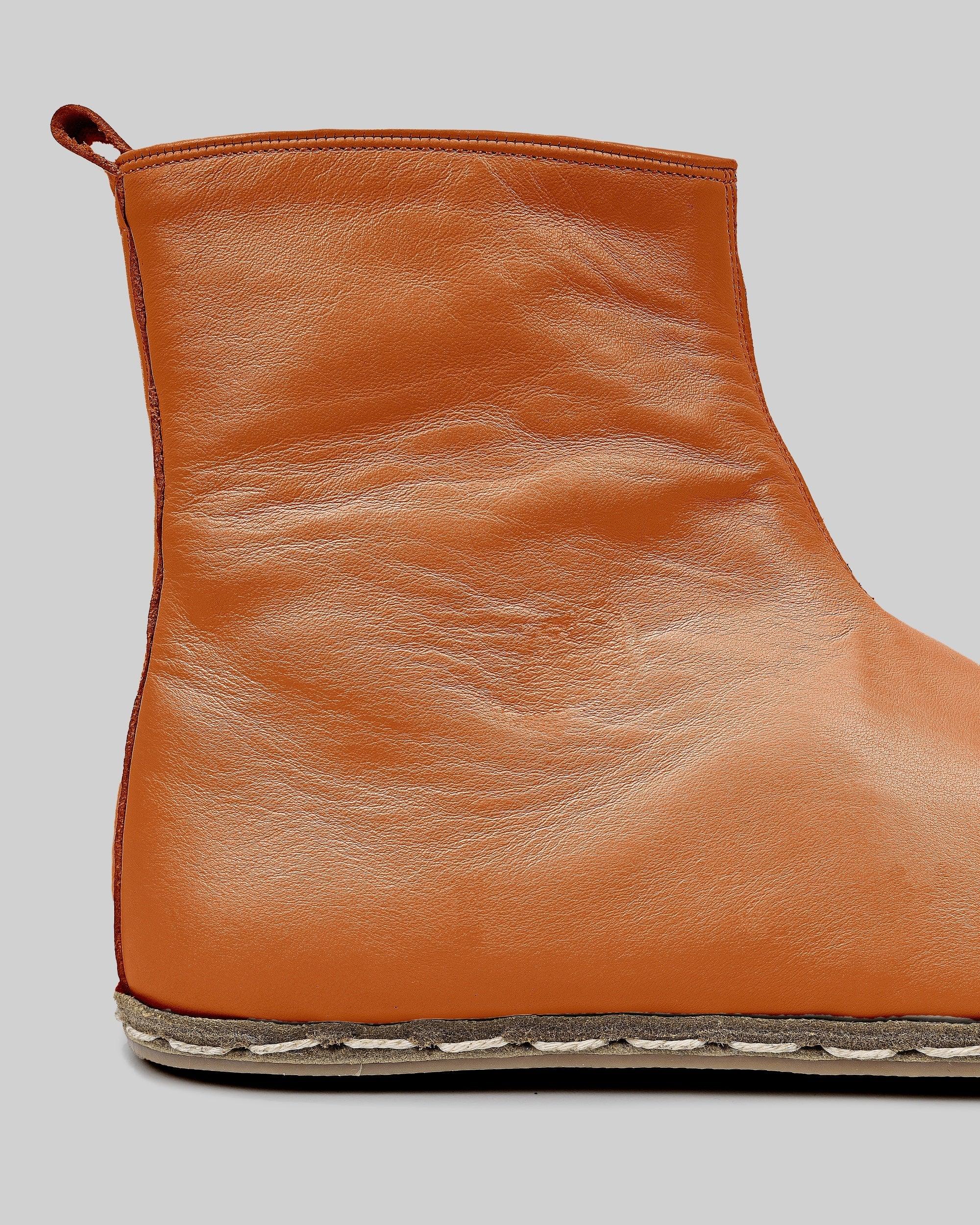 Close-up calf leather - Orange Chelsea Boots Detail | Bespoky