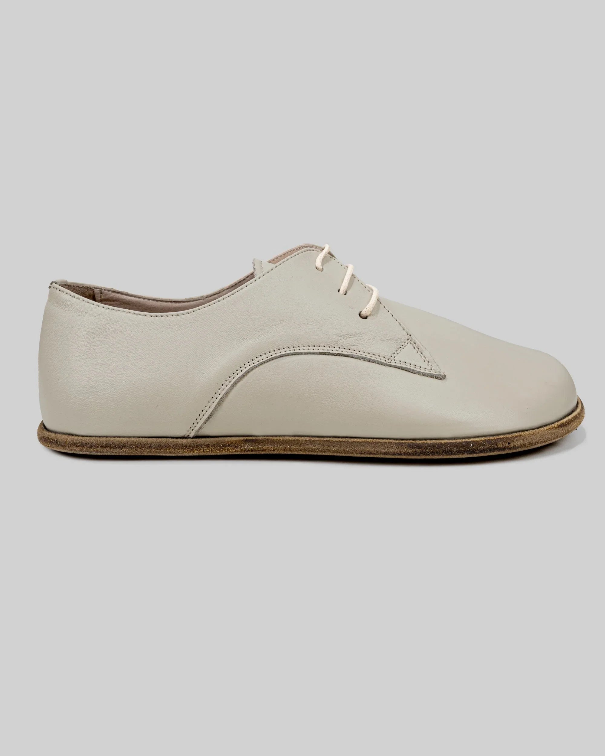 Side view Lucas Beige Oxford Shoes - Calf Leather Zero Drop | Bespoky