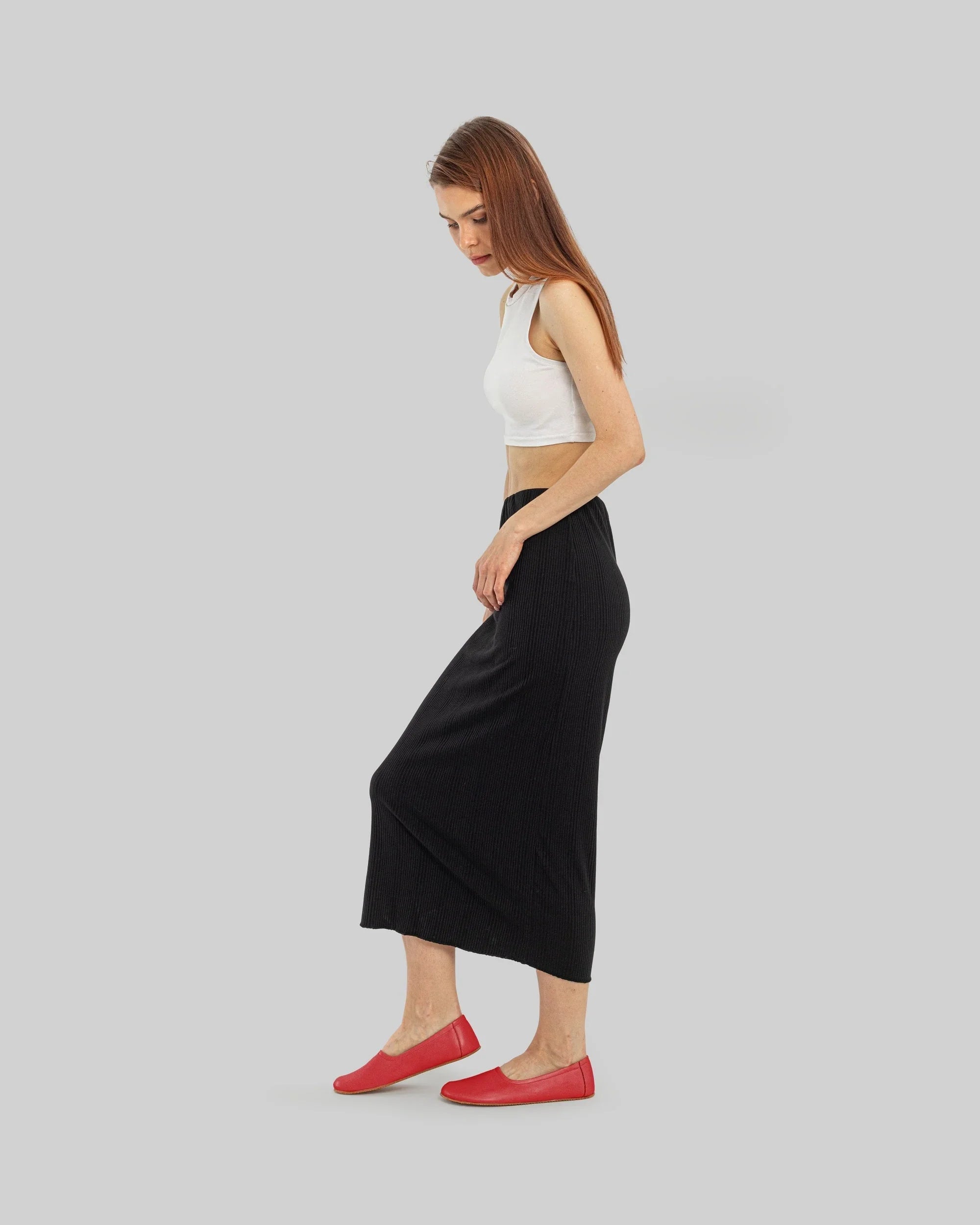 Pair Red Ballet Flats - Barefoot Wide Toe Calf Leather | Bespoky