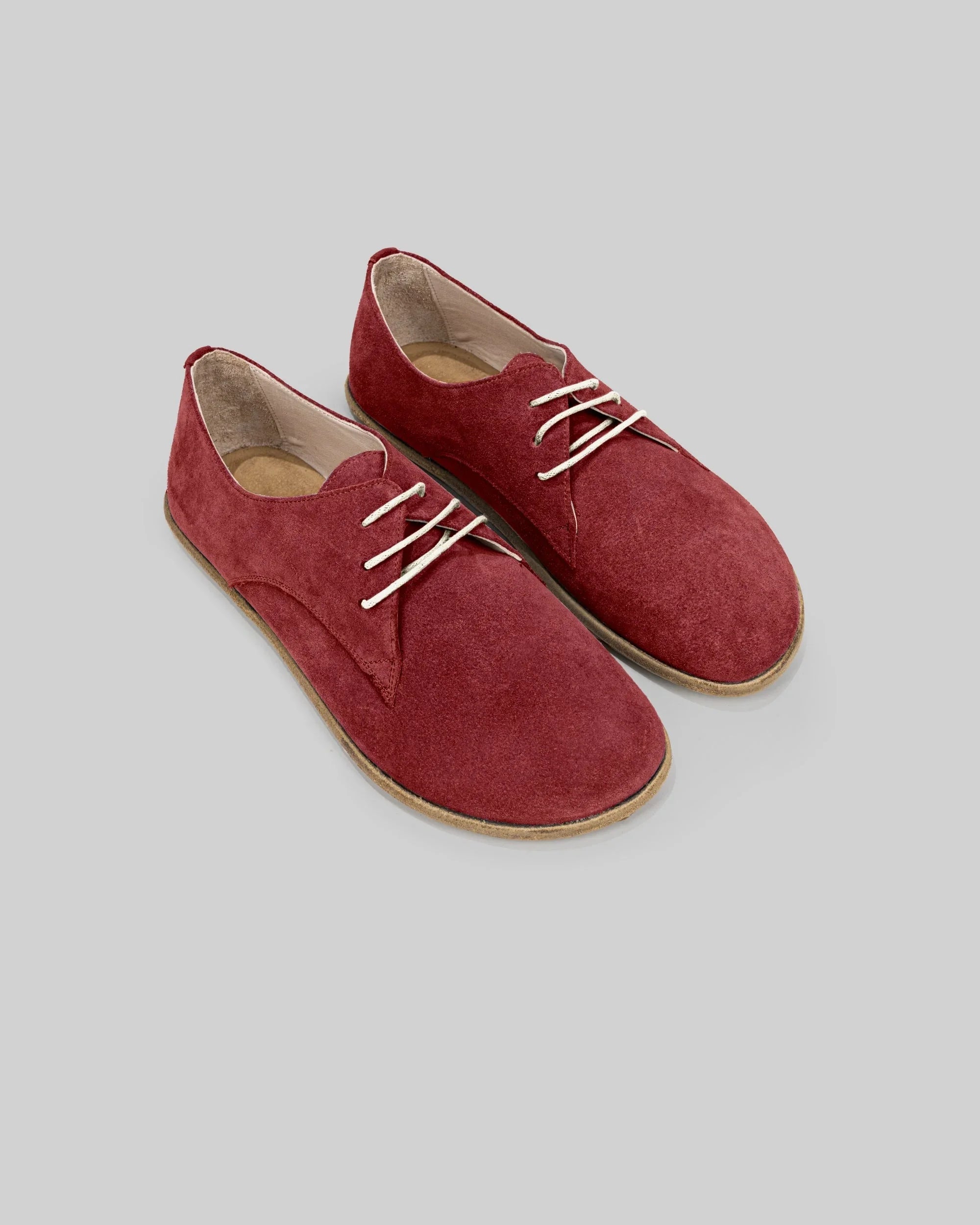 Men's Burgundy Suede Oxford Shoes - Handcrafted Calf Leather Wide Toe Box | Bespoky
