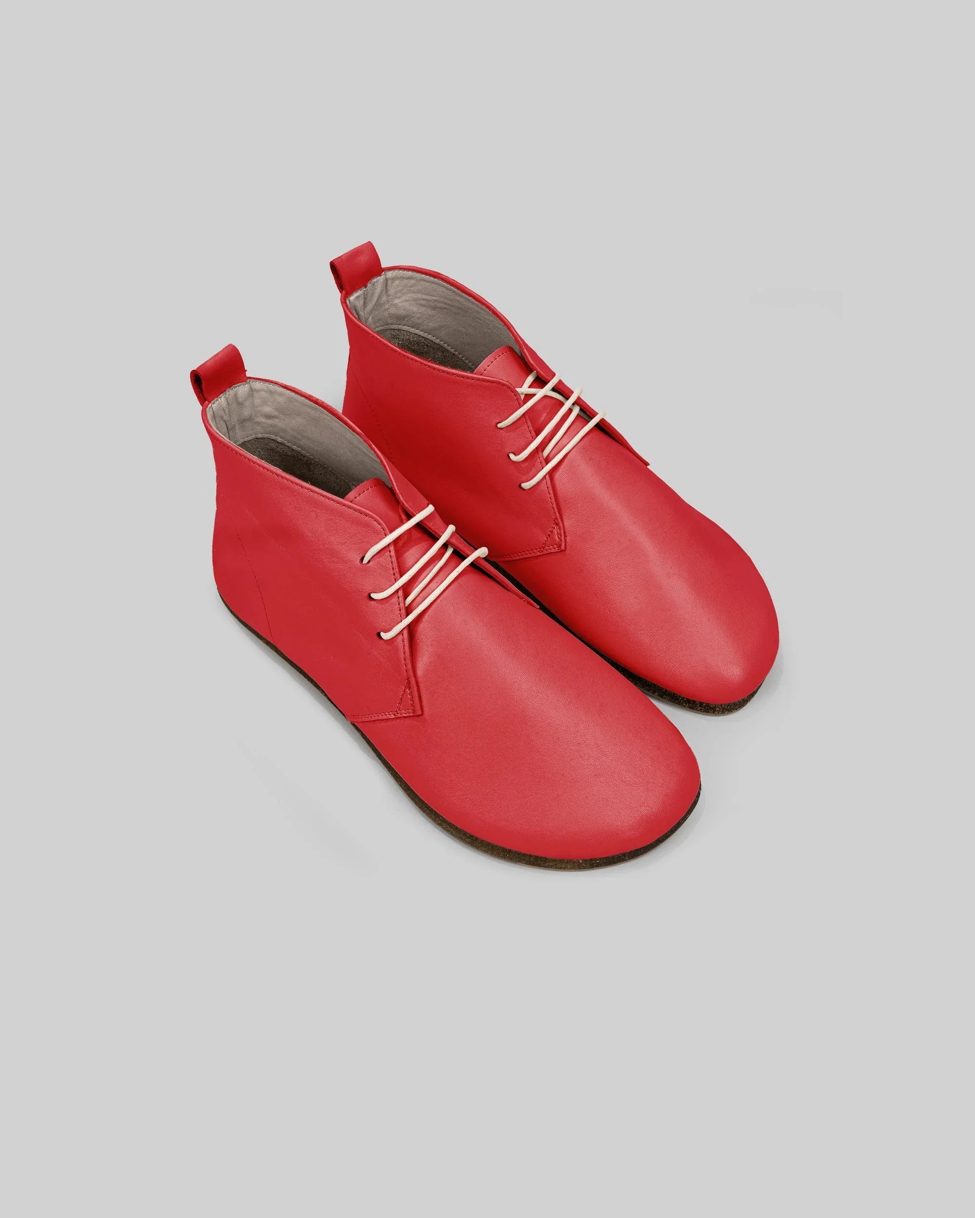 Men's Red Ankle Boots - Handcrafted Calf Leather Wide Toe Box | Bespoky