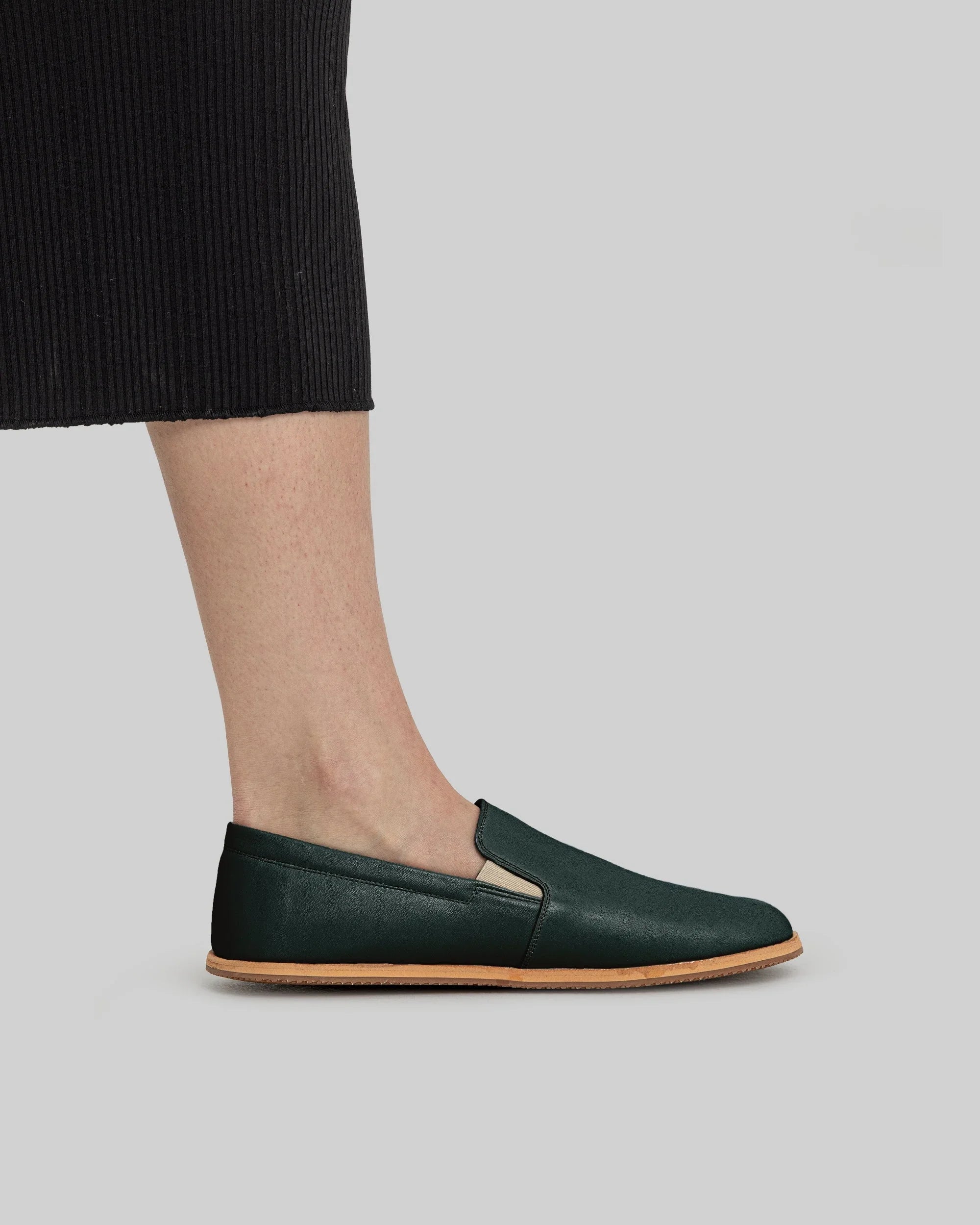 Back view Dark Green Barefoot Shoes - Calf Leather Handcrafted | Bespoky