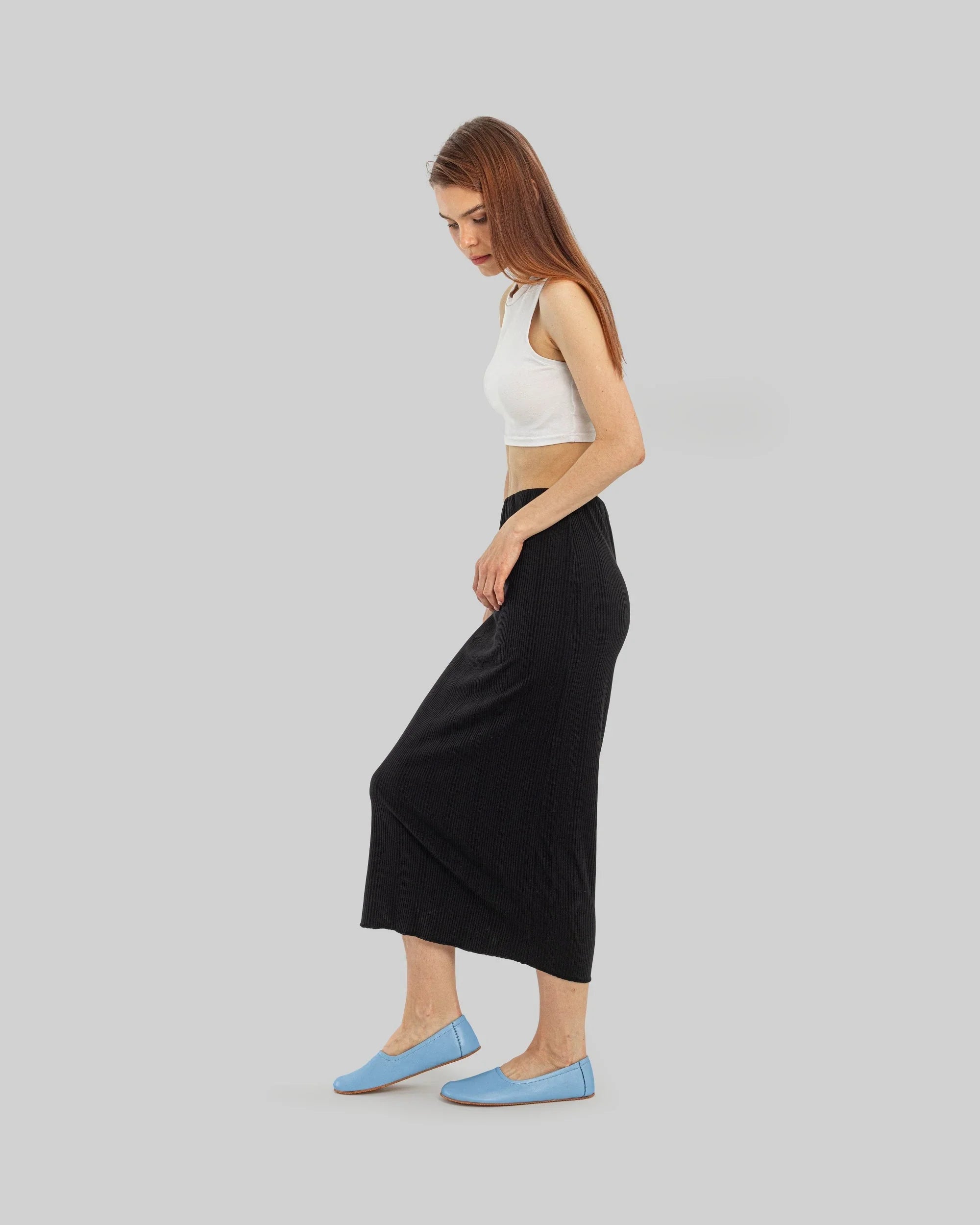 Pair Baby Blue Ballet Flats - Barefoot Wide Toe Calf Leather | Bespoky