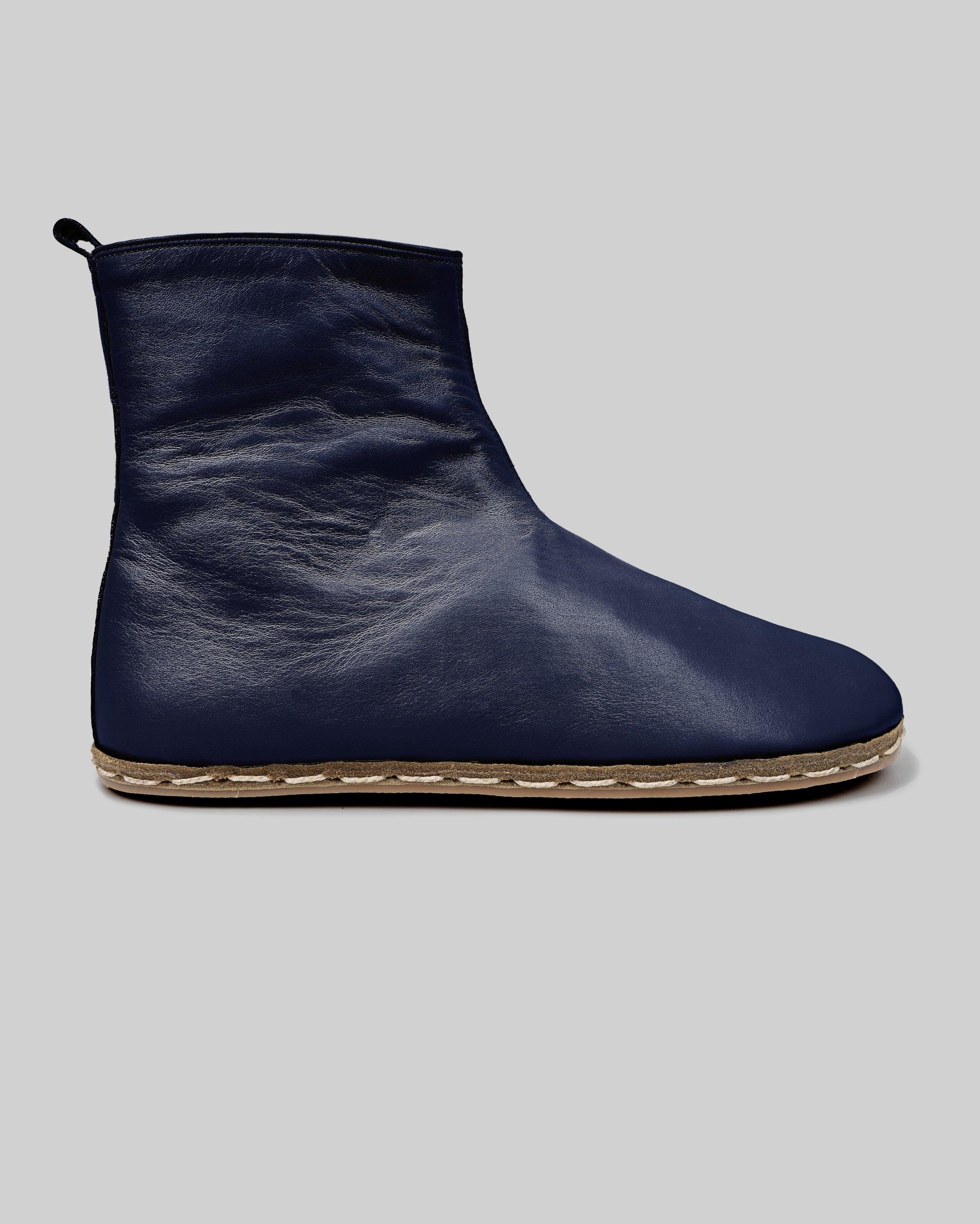 Side view Navy Blue Chelsea Boots - Calf Leather Zero Drop | Bespoky
