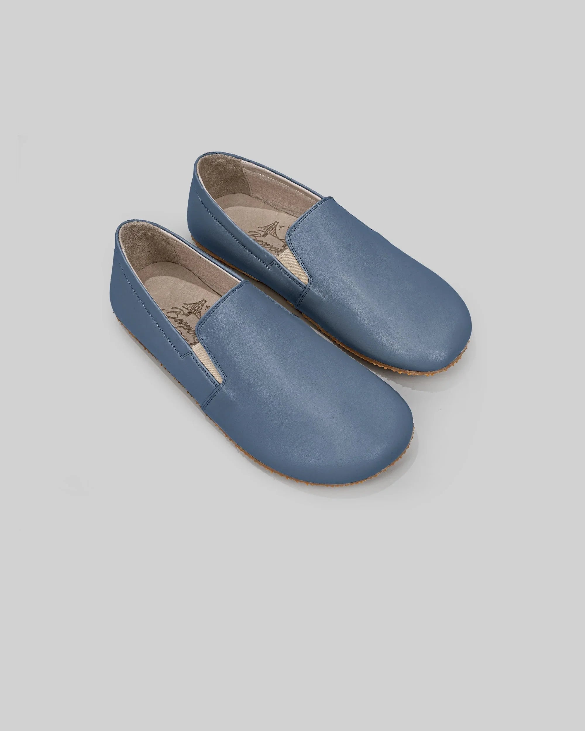 Men's Jean Blue Barefoot Shoes - Handcrafted Calf Leather Wide Toe Box | Bespoky