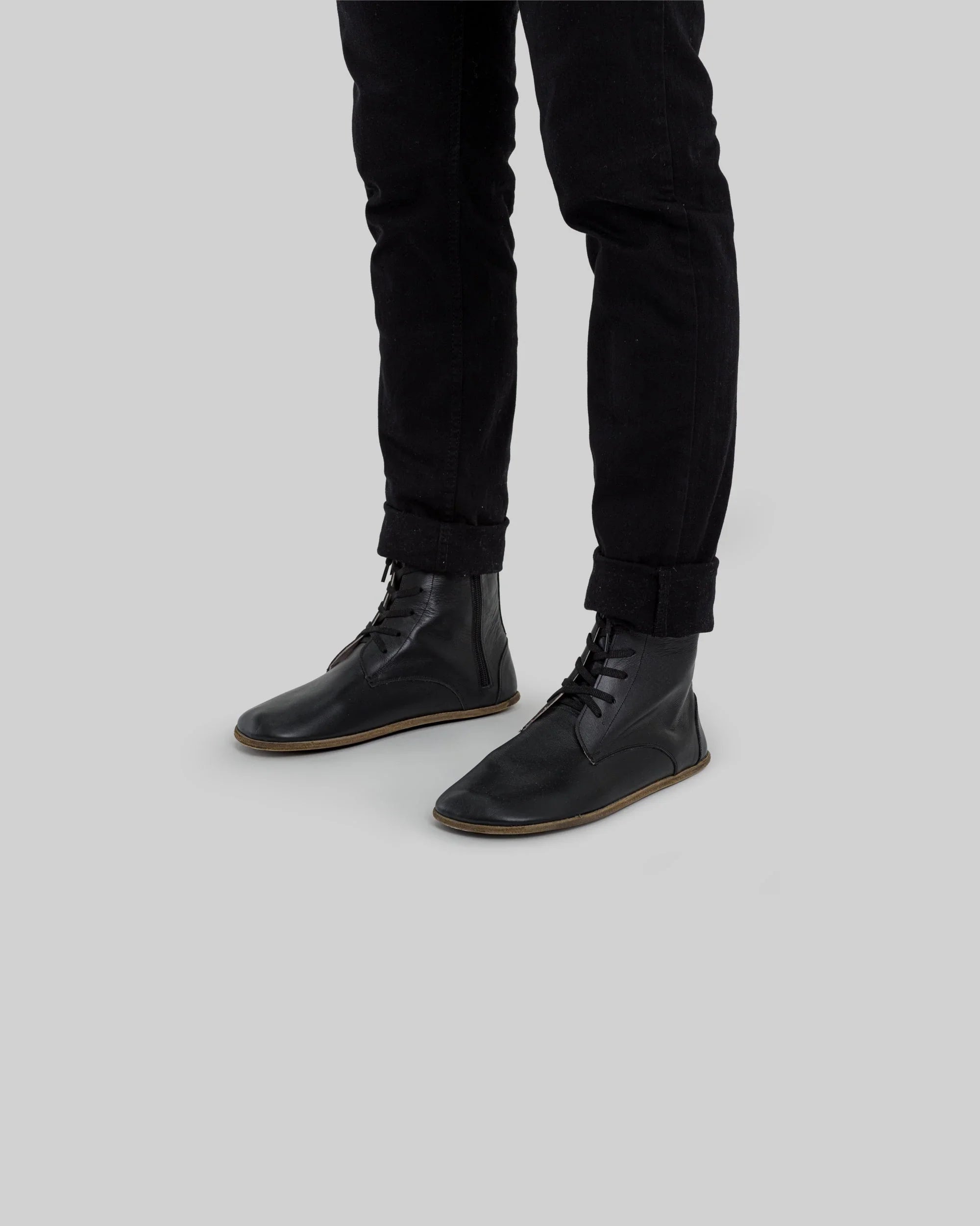 Close-up calf leather - Black Barefoot Boot Detail | Bespoky