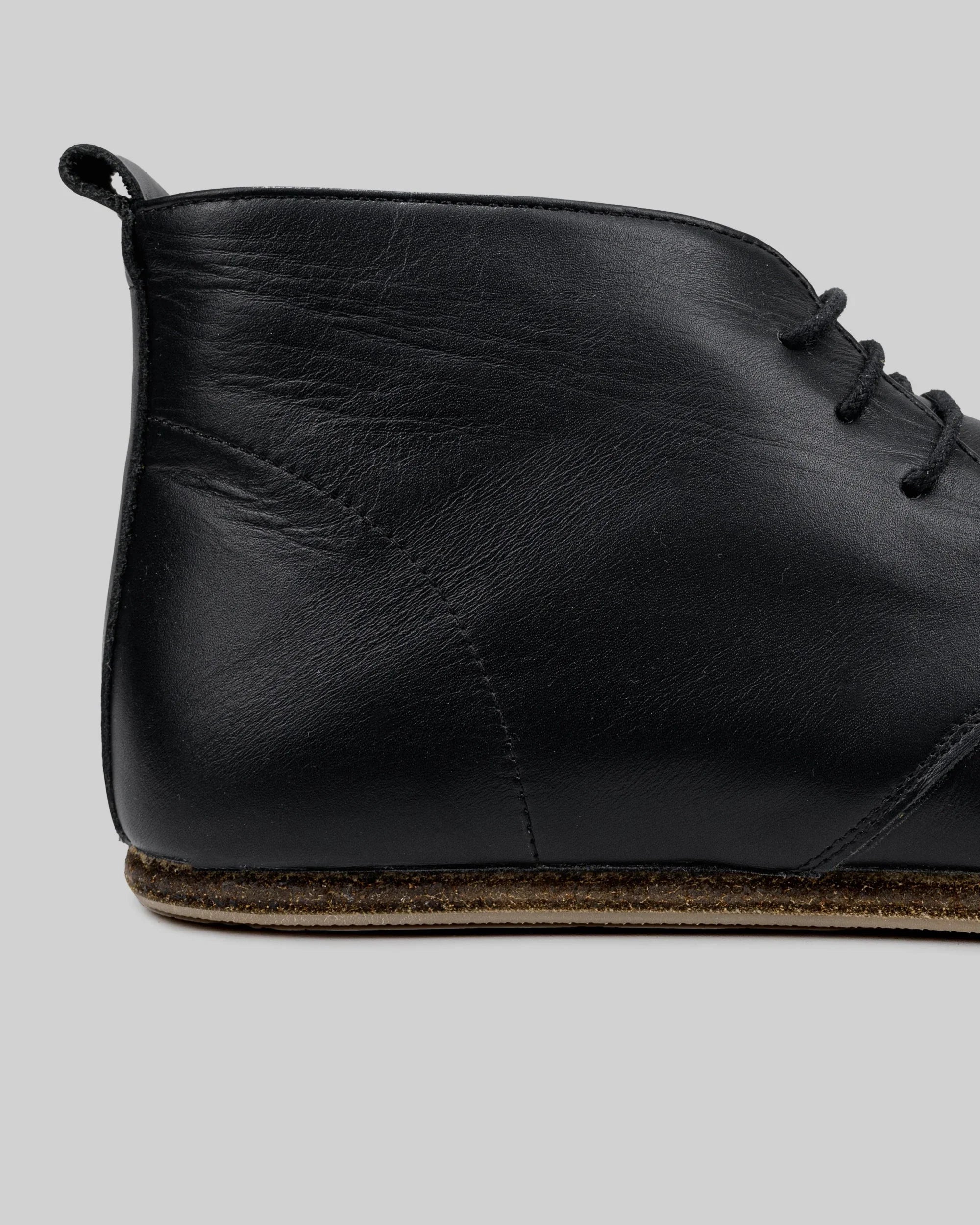 Side view Black Ankle Boots - Calf Leather Zero Drop | Bespoky