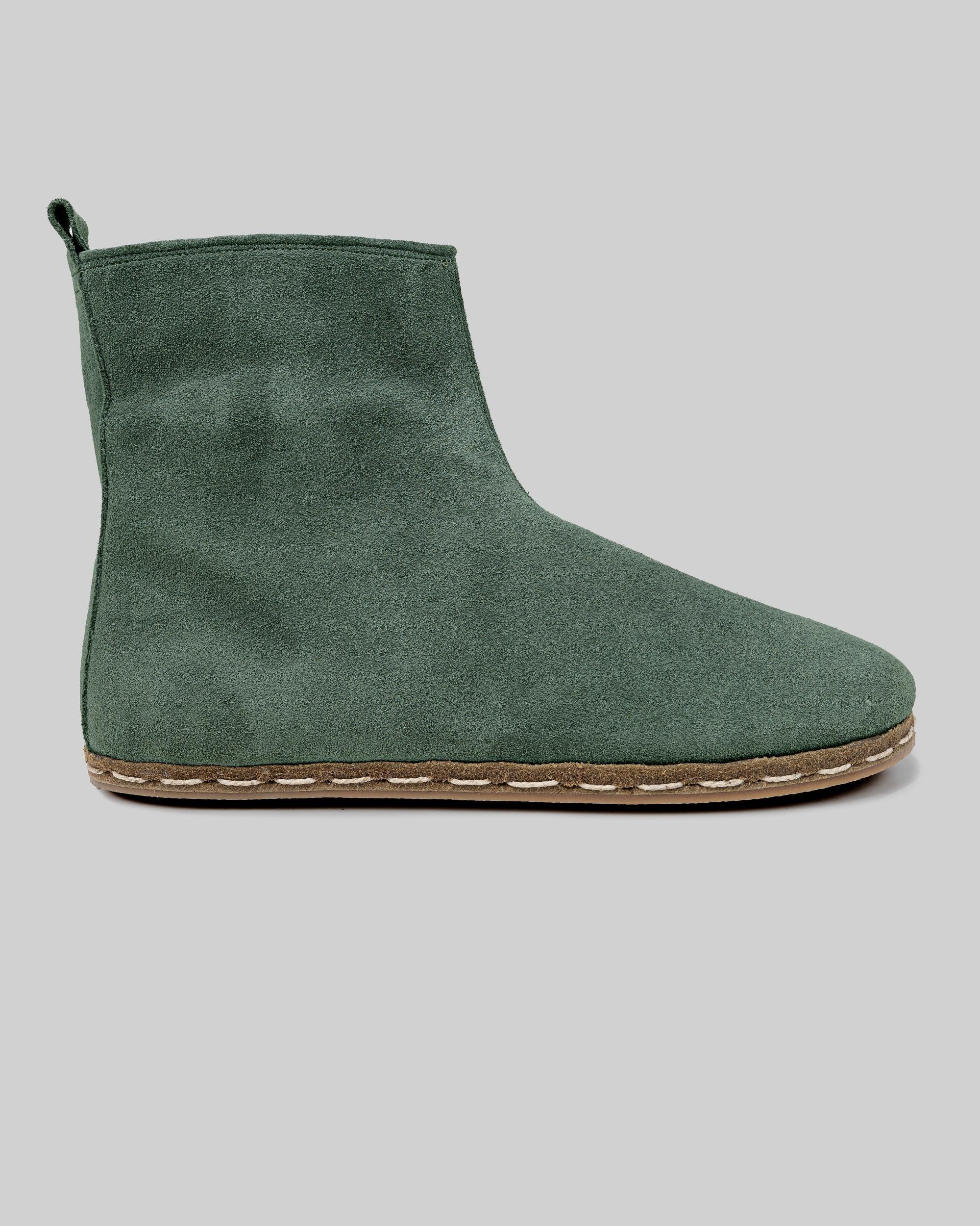 Side view Green Suede Chelsea Boots - Calf Leather Zero Drop | Bespoky