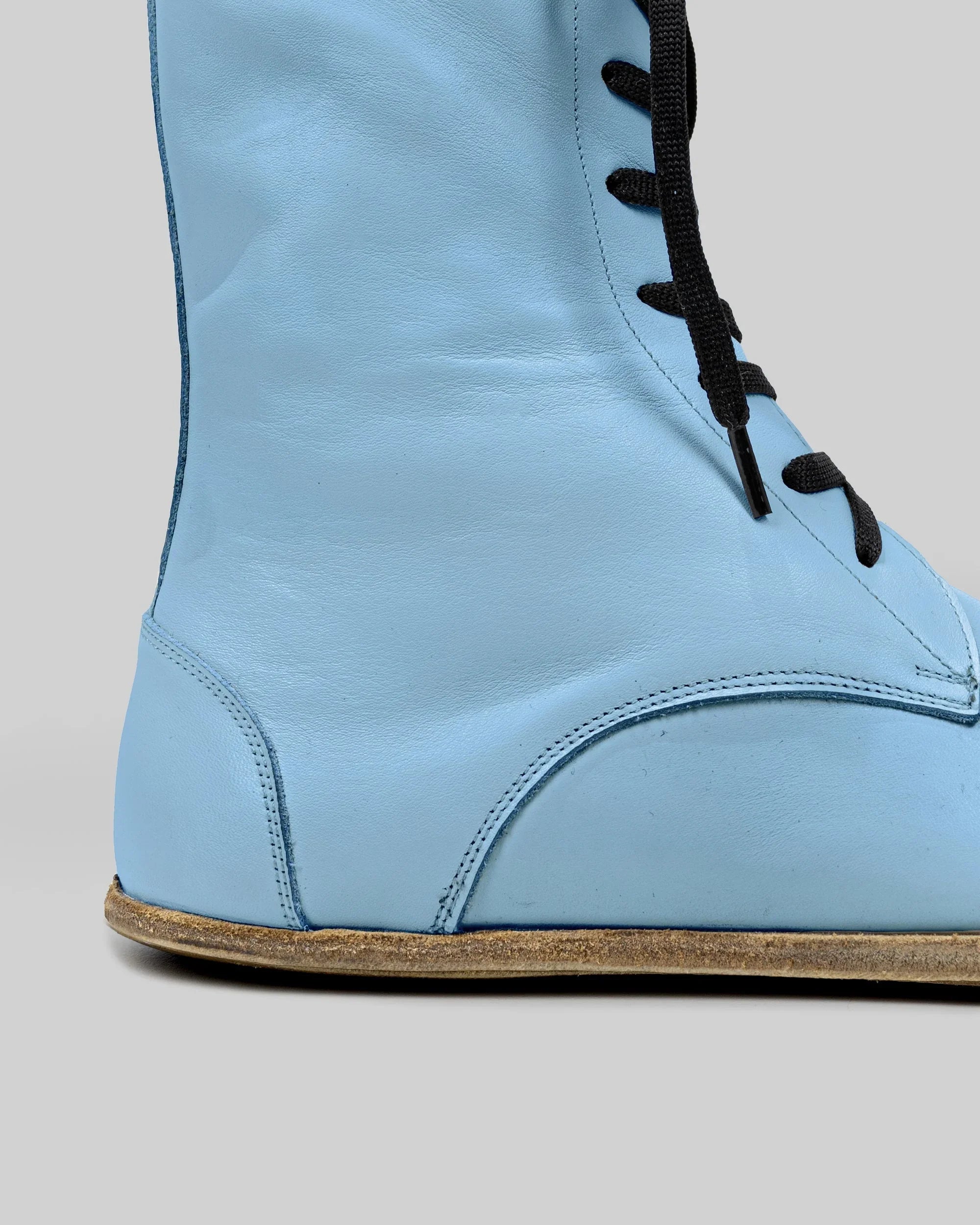 Top view Baby Blue Barefoot Boot - Handcrafted Calf Leather | Bespoky