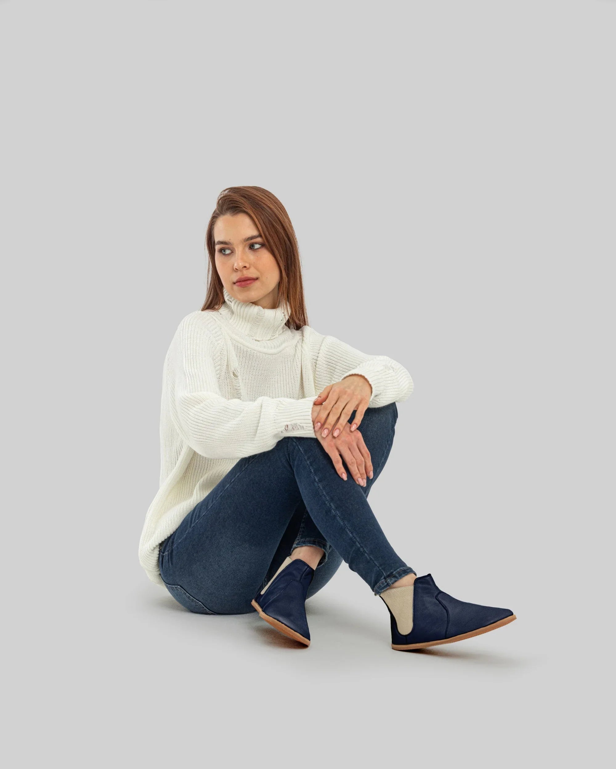 Back view Navy Blue Chelsea Boots - Calf Leather Handcrafted | Bespoky