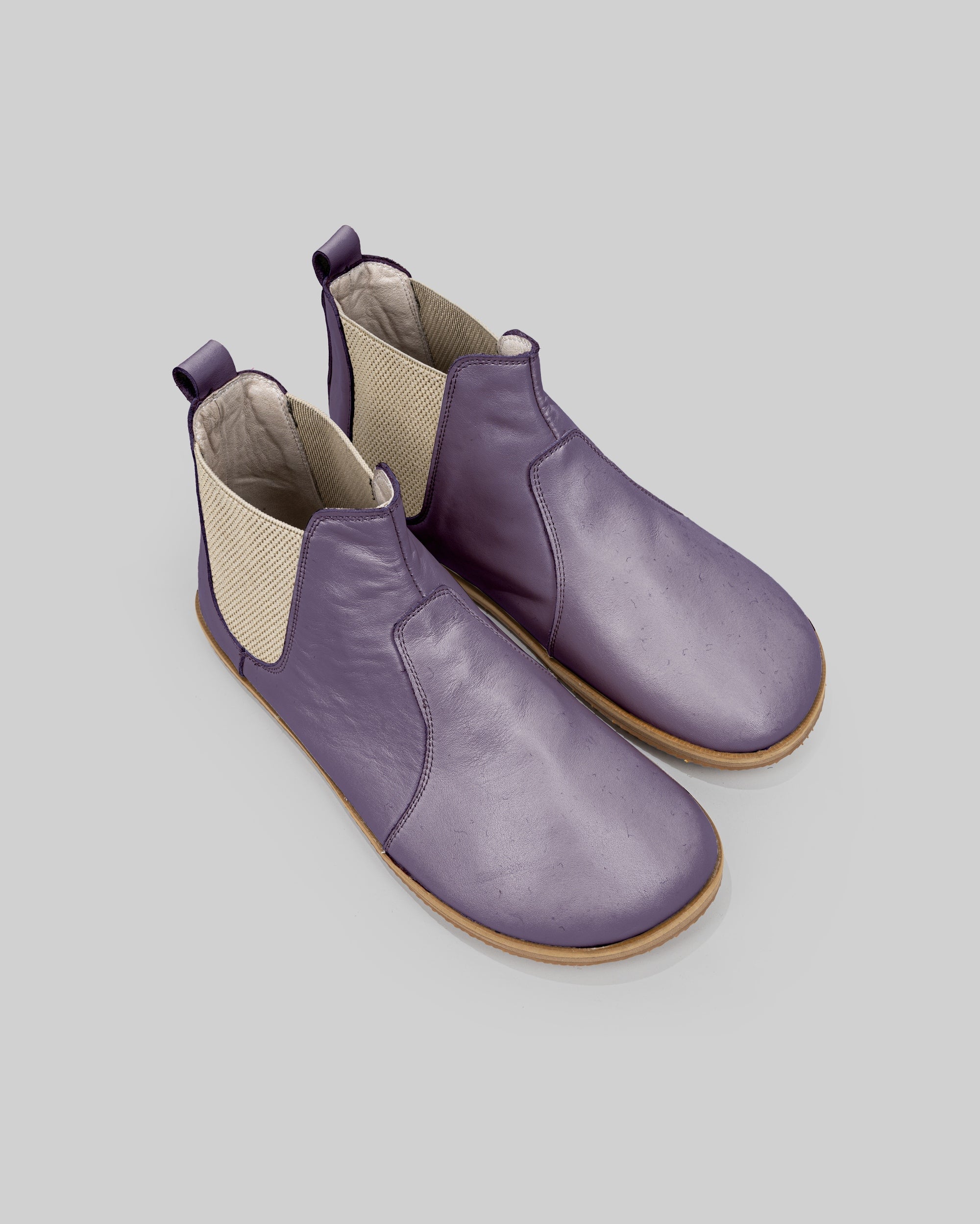 Women's Purple Chelsea Boots - Handcrafted Calf Leather Wide Toe Box | Bespoky