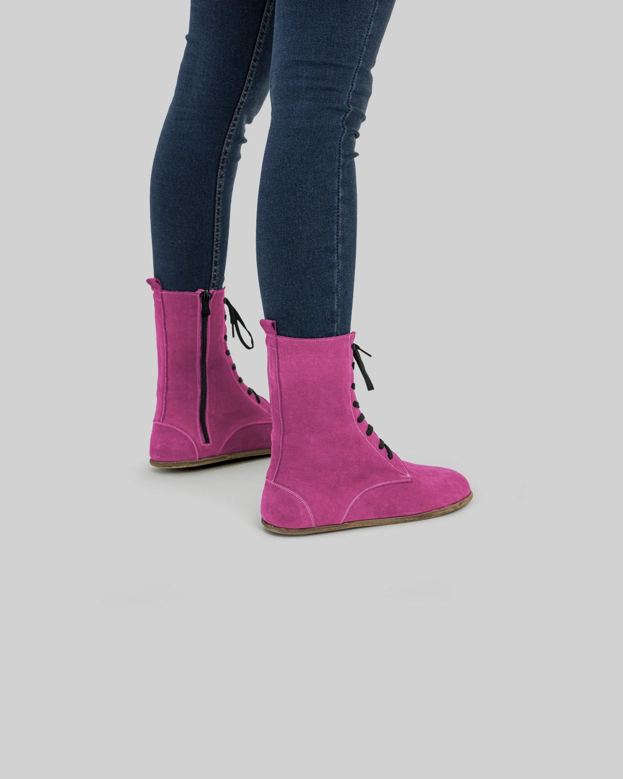Detail Pink Nubuck Barefoot Boot - Handcrafted Calf Leather Turkey | Bespoky