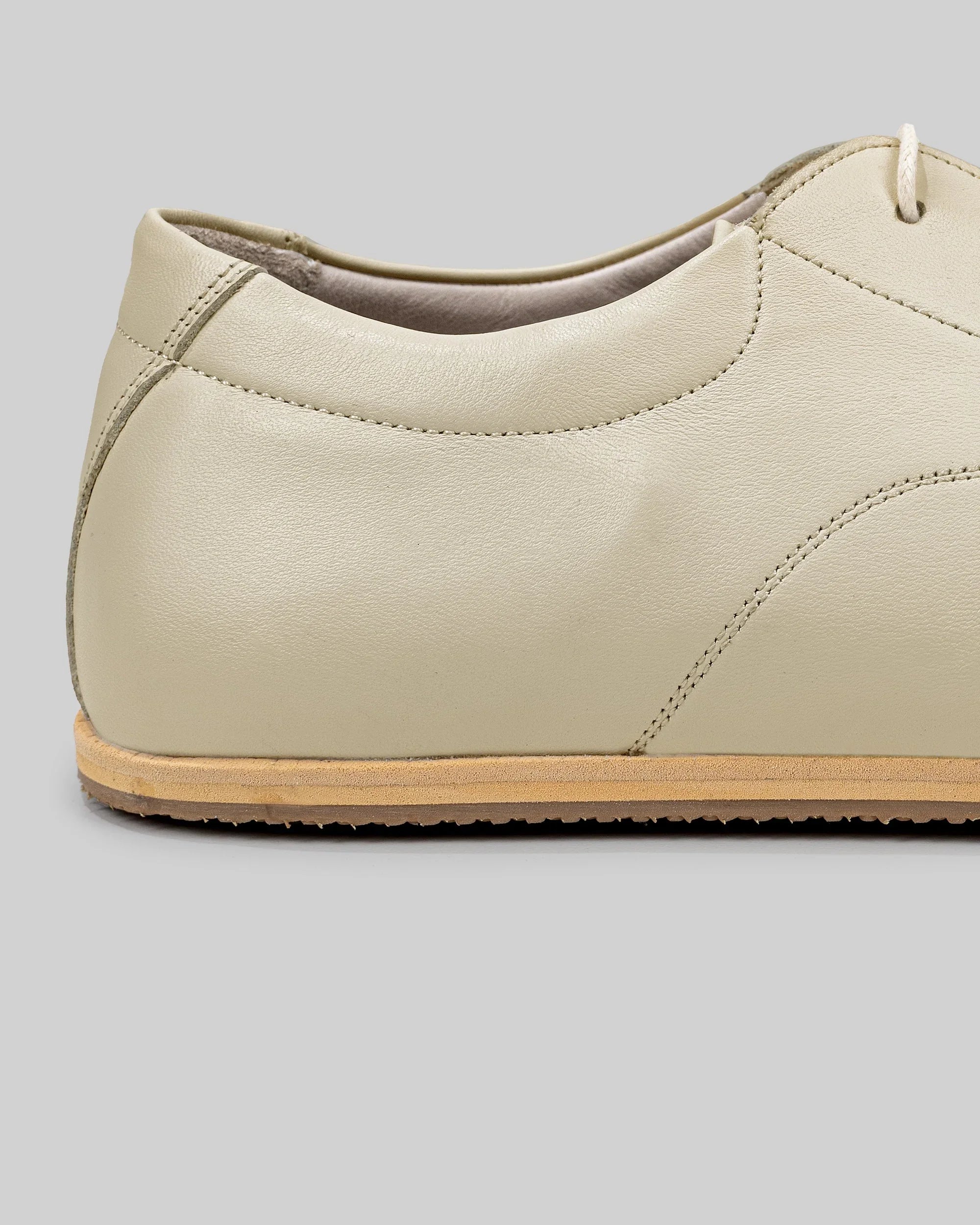 Side view Beige Barefoot Sneaker - Calf Leather Zero Drop | Bespoky