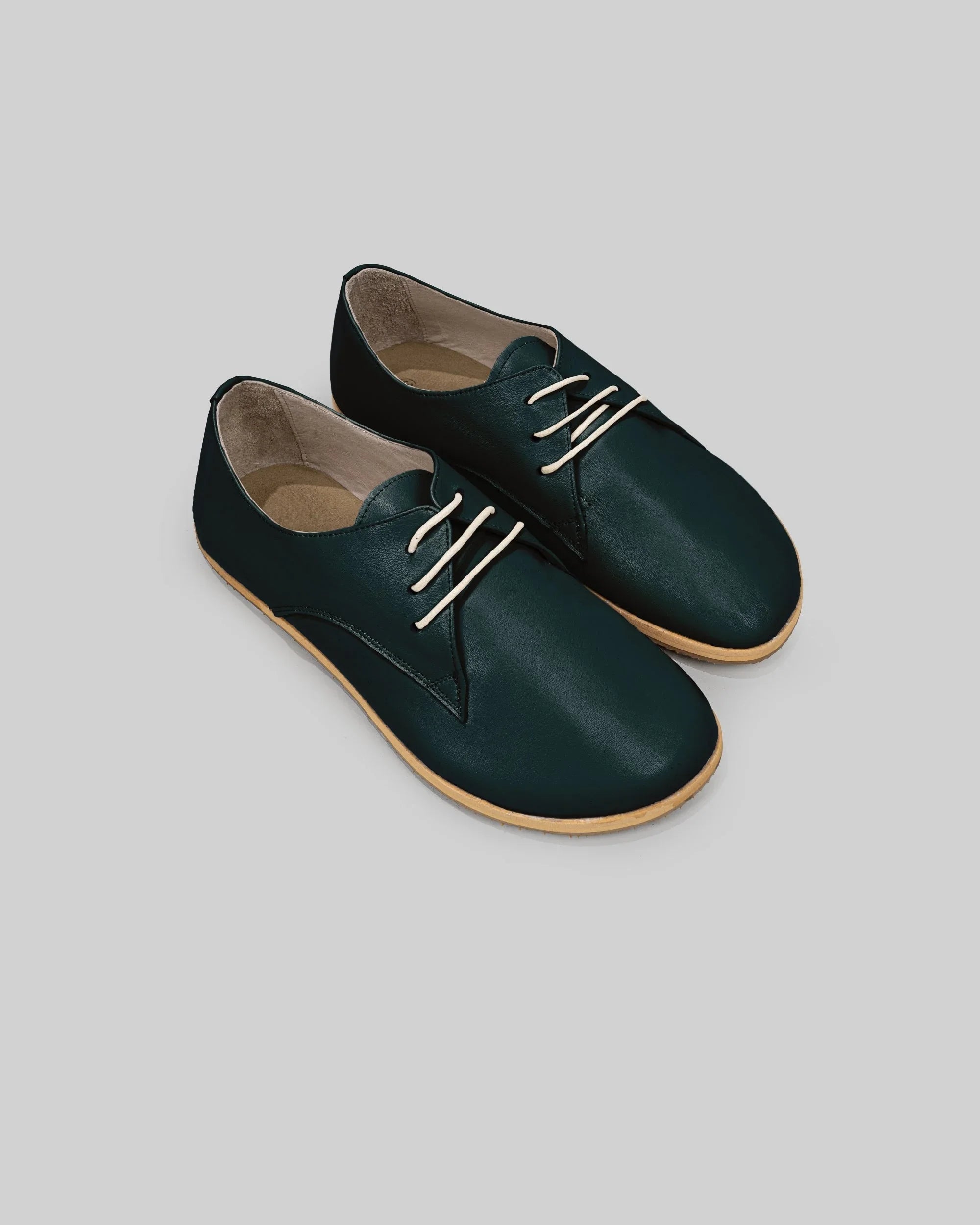 Men's Dark Green Oxford Shoes - Handcrafted Calf Leather Wide Toe Box | Bespoky
