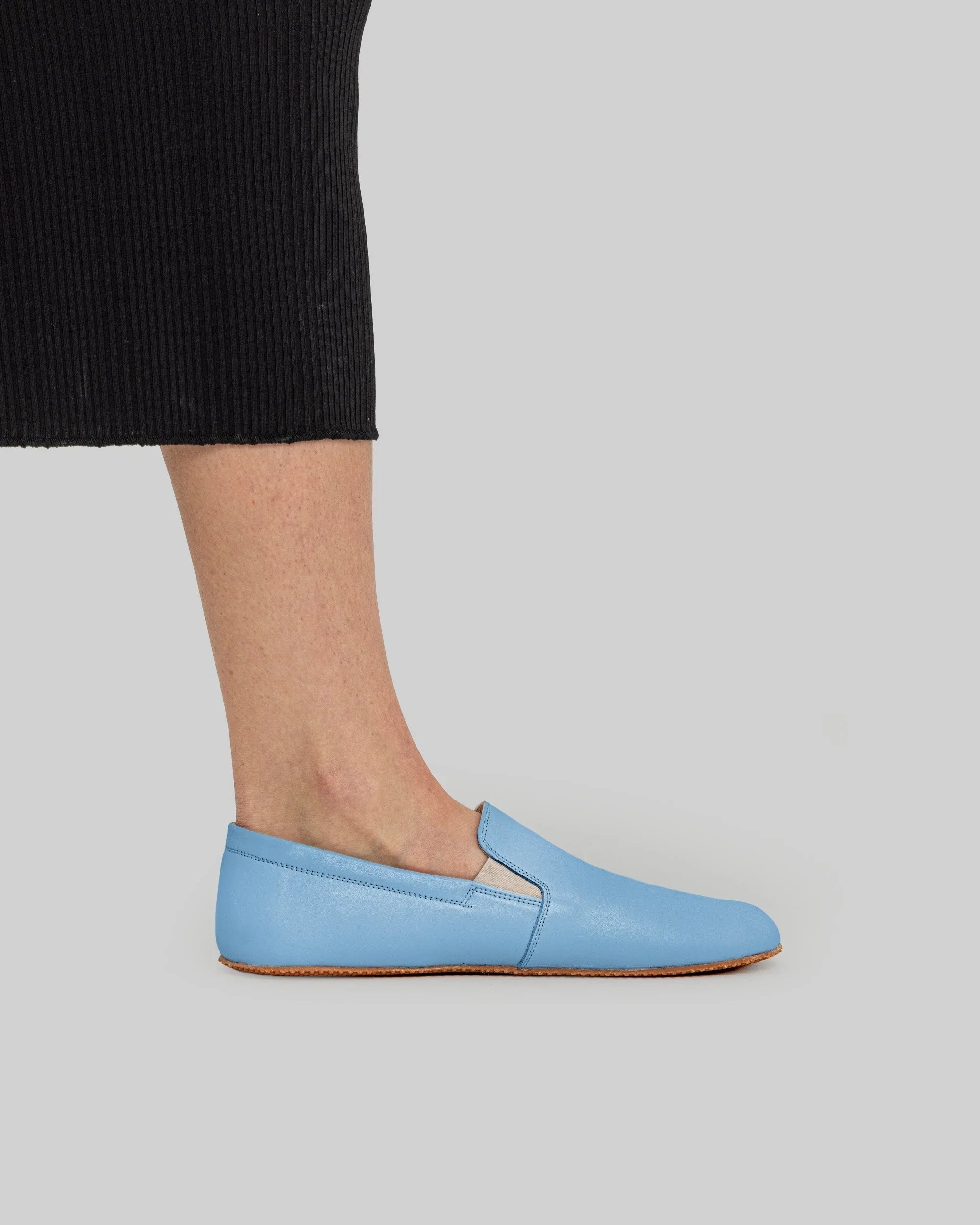 Back view Baby Blue Barefoot Shoes - Calf Leather Handcrafted | Bespoky