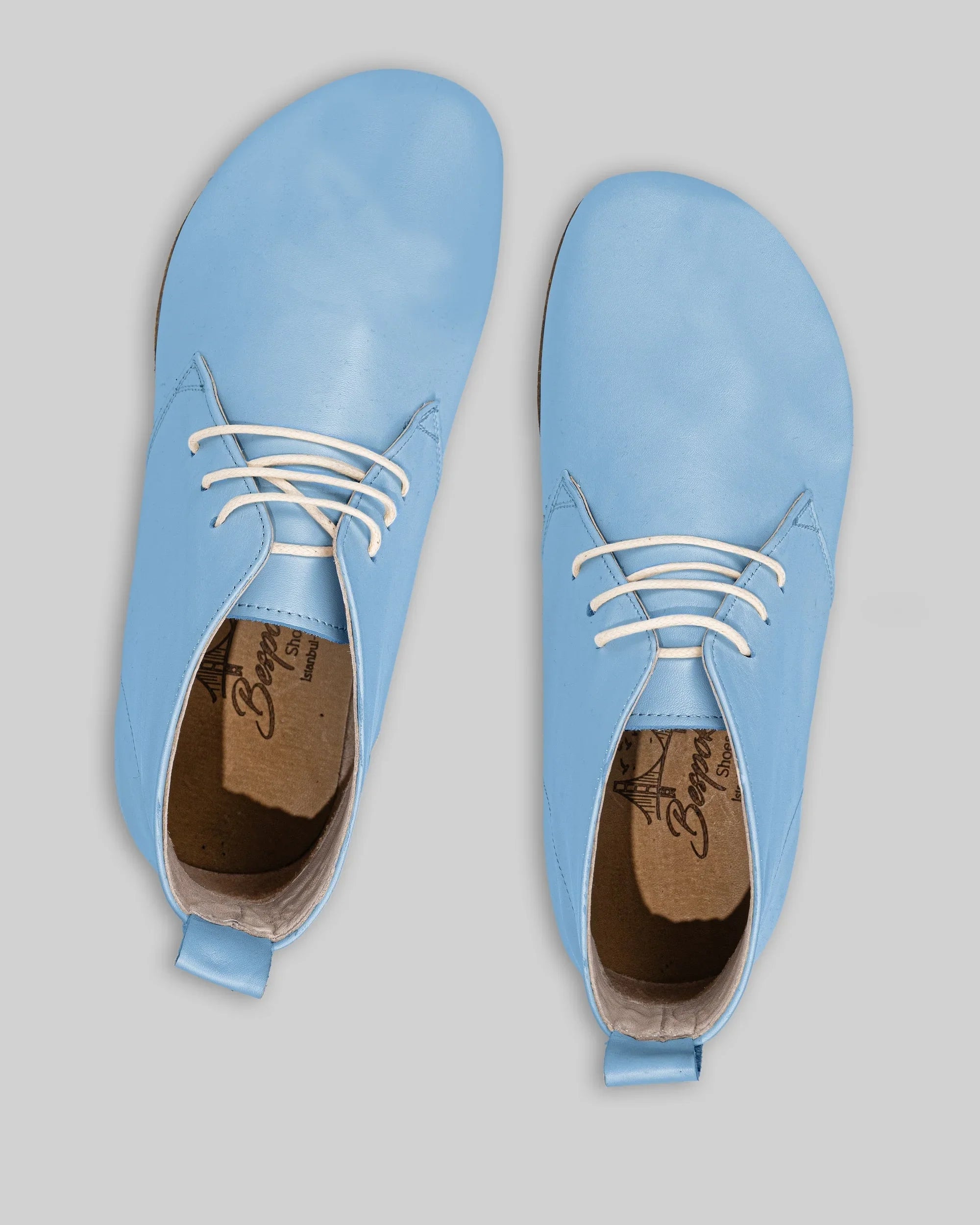 Side view Baby Blue Ankle Boots - Calf Leather Zero Drop | Bespoky