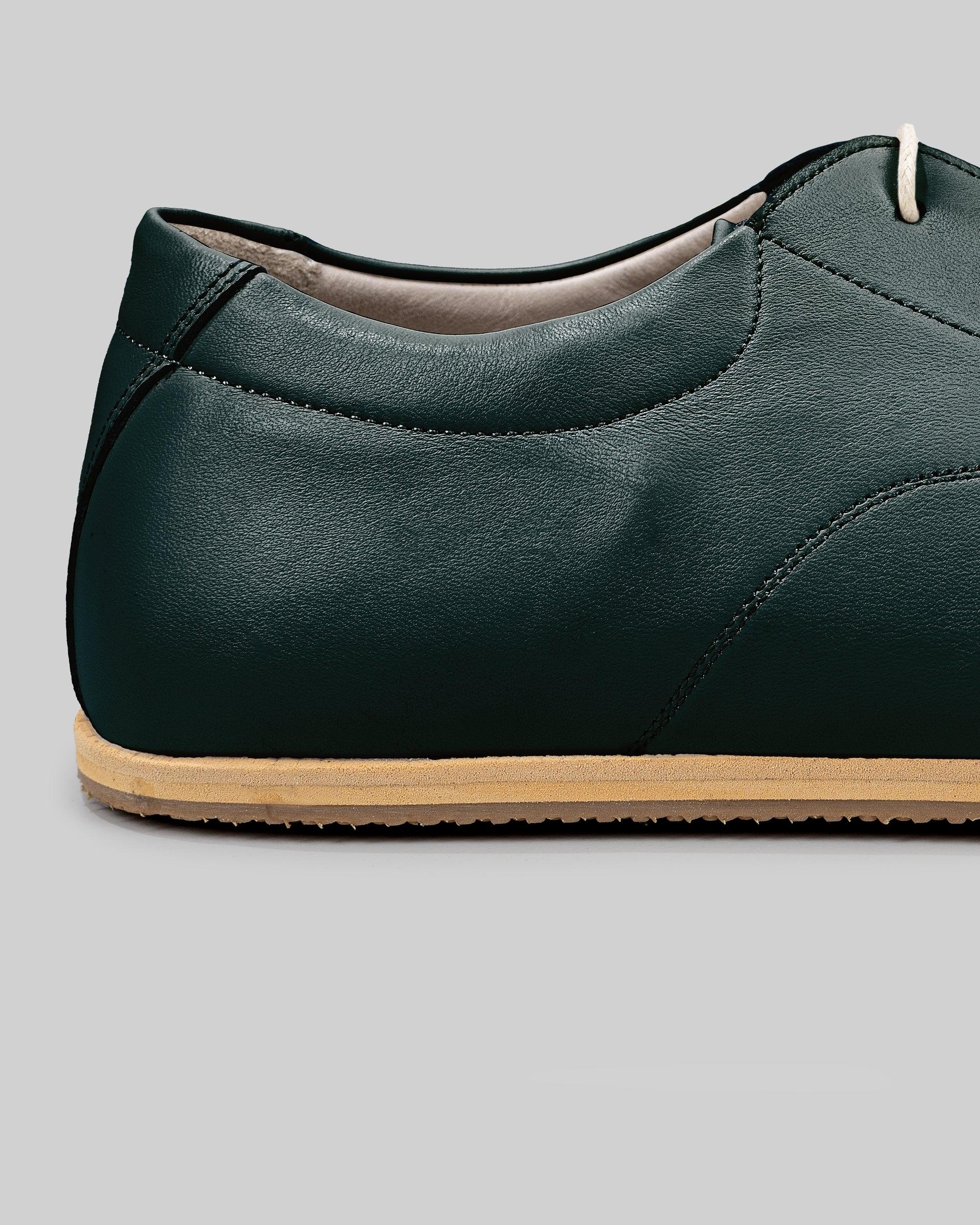 Top view Dark Green Barefoot Sneaker - Handcrafted Calf Leather | Bespoky