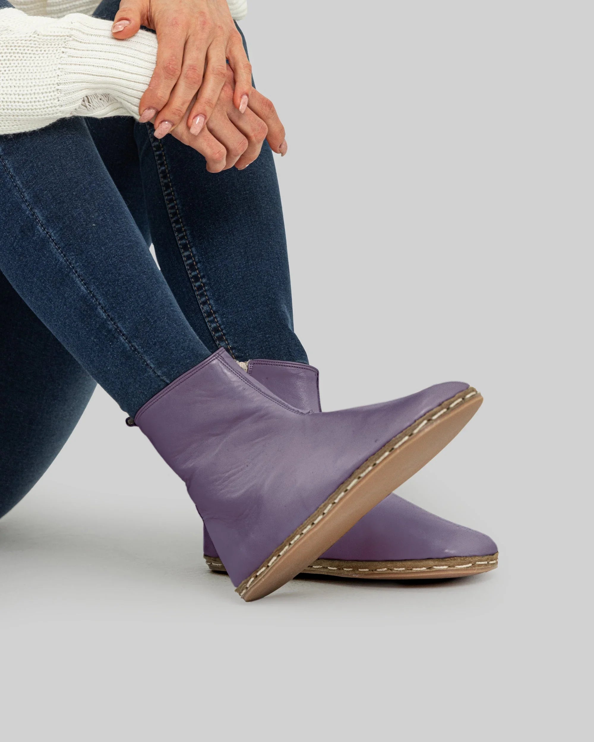 Men's Purple Chelsea Boots - Handcrafted Calf Leather Wide Toe Box | Bespoky