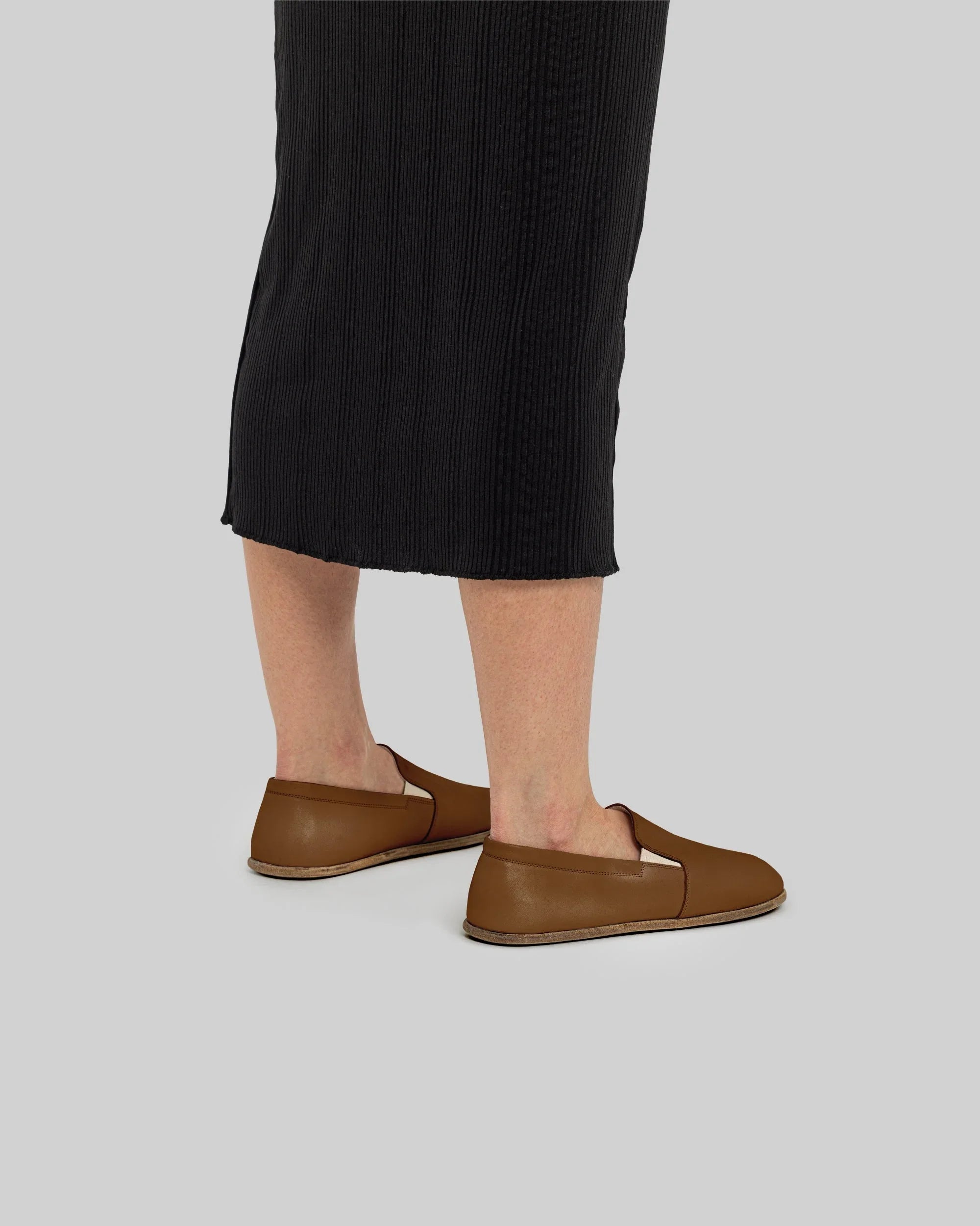 Detail Dark Tan Barefoot Shoes - Handcrafted Calf Leather Turkey | Bespoky
