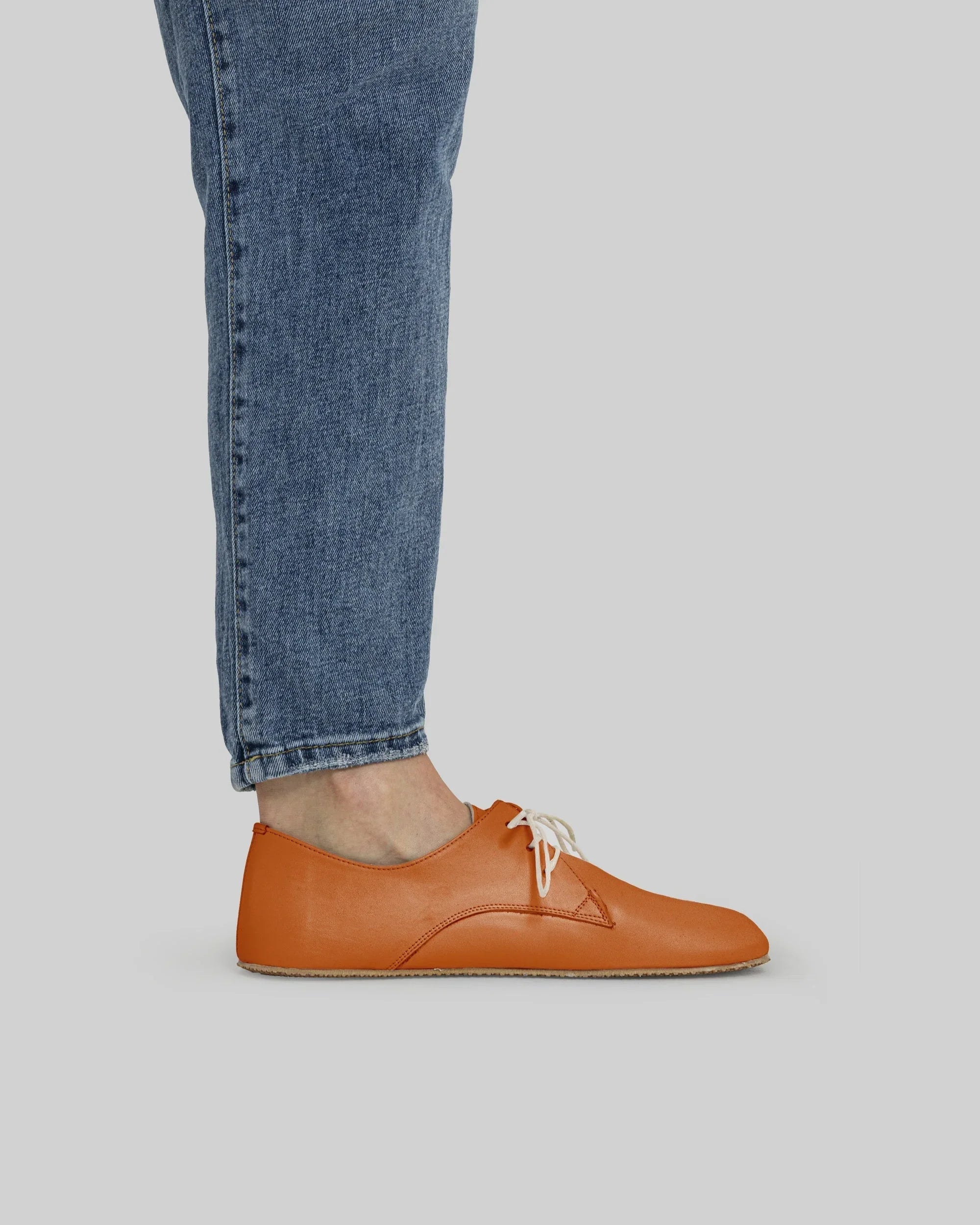 Pair Orange Oxford Shoes - Barefoot Wide Toe Calf Leather | Bespoky