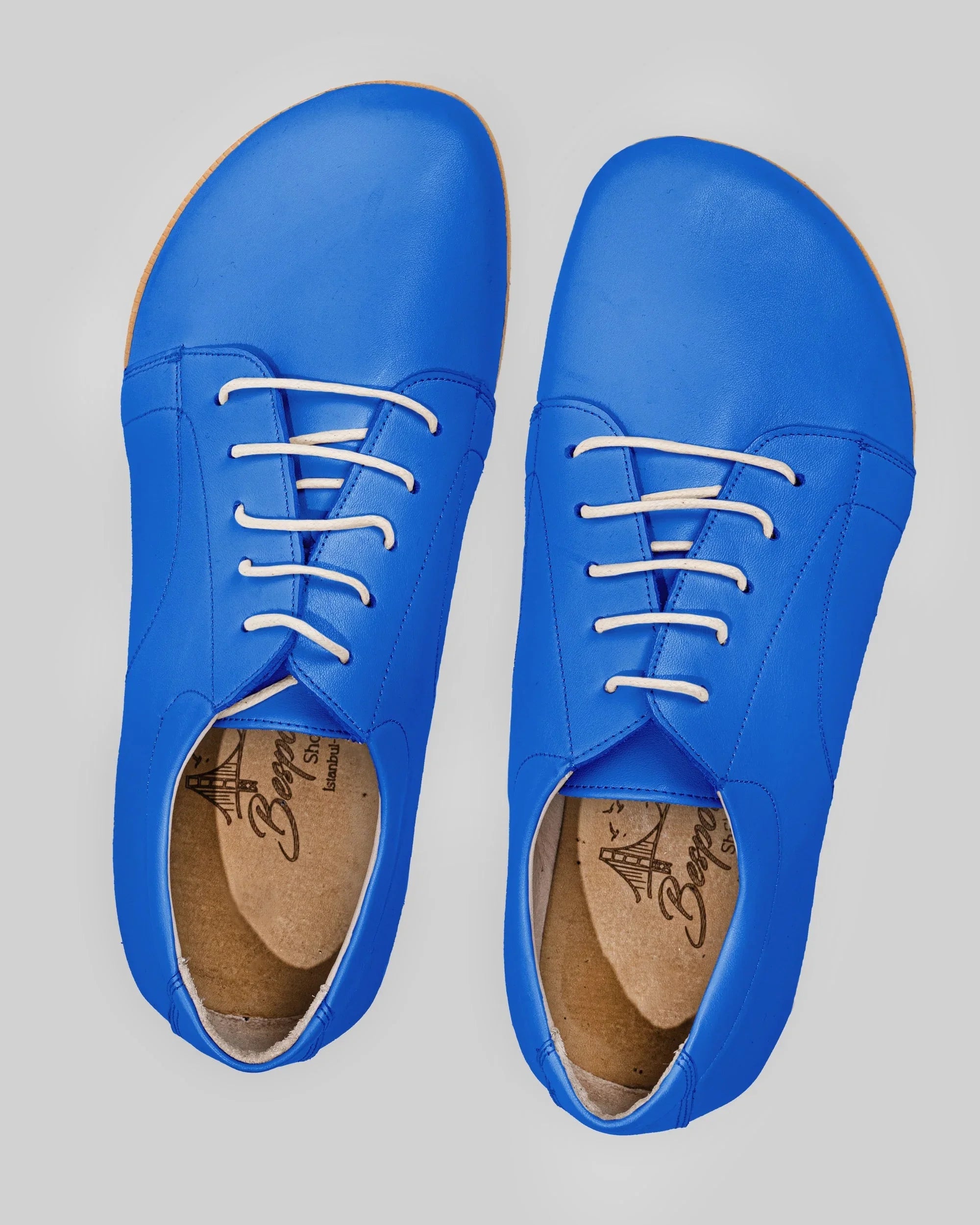 Side view Blue Barefoot Sneaker - Calf Leather Zero Drop | Bespoky
