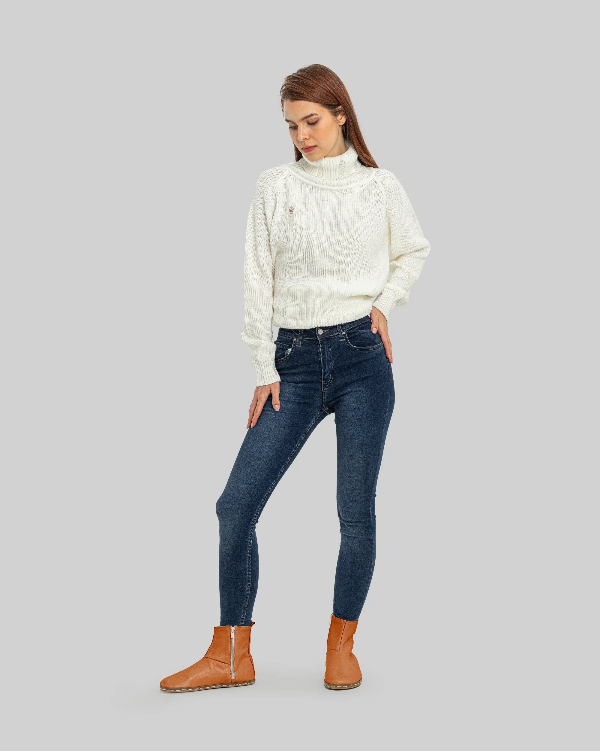 Detail Orange Chelsea Boots - Handcrafted Calf Leather Turkey | Bespoky