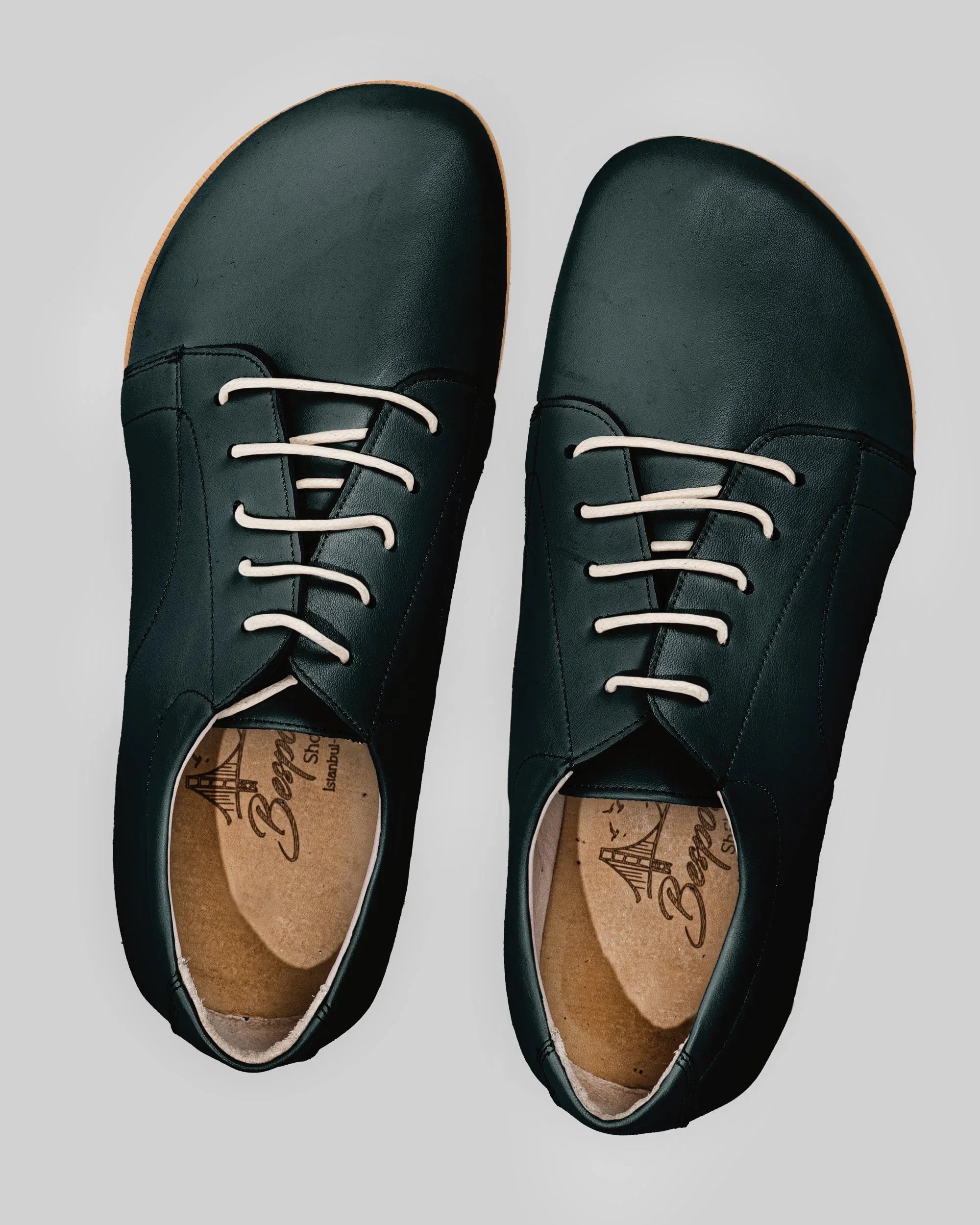 Pair Dark Green Barefoot Sneaker - Barefoot Wide Toe Calf Leather | Bespoky