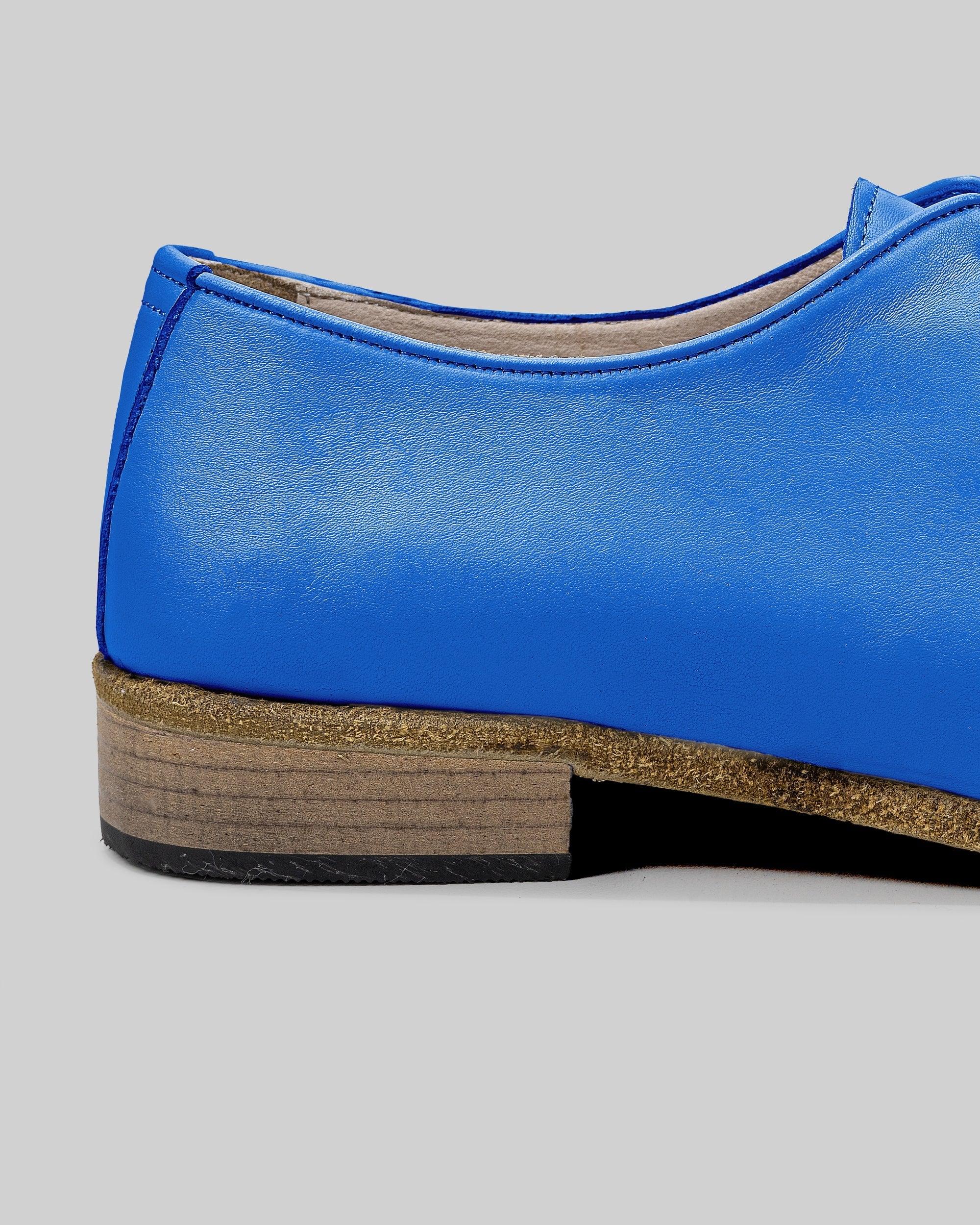 Top view Blue Pointed Toe Oxford - Handcrafted Calf Leather | Bespoky