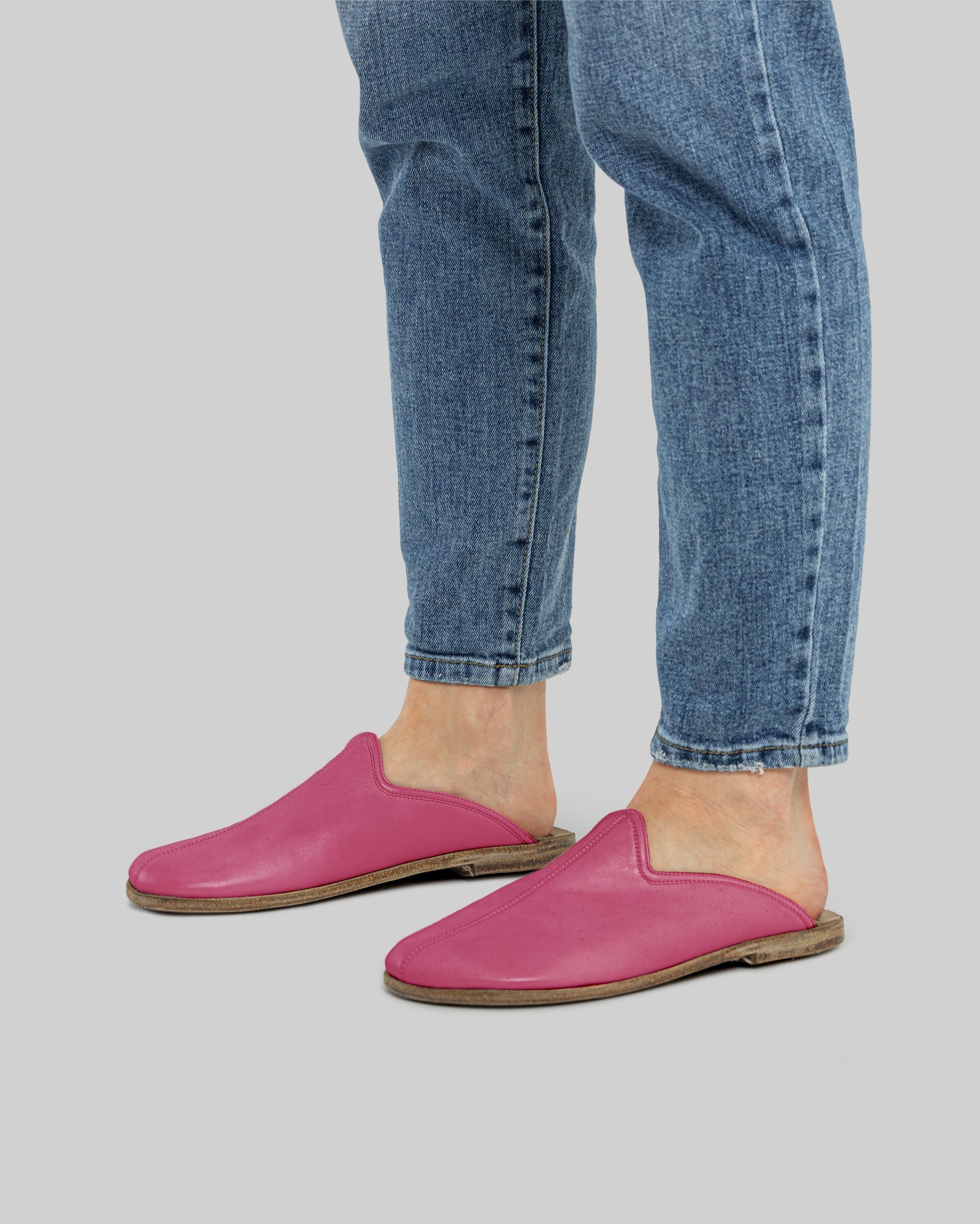 Top view Fuchsia Slippers - Handcrafted Calf Leather | Bespoky