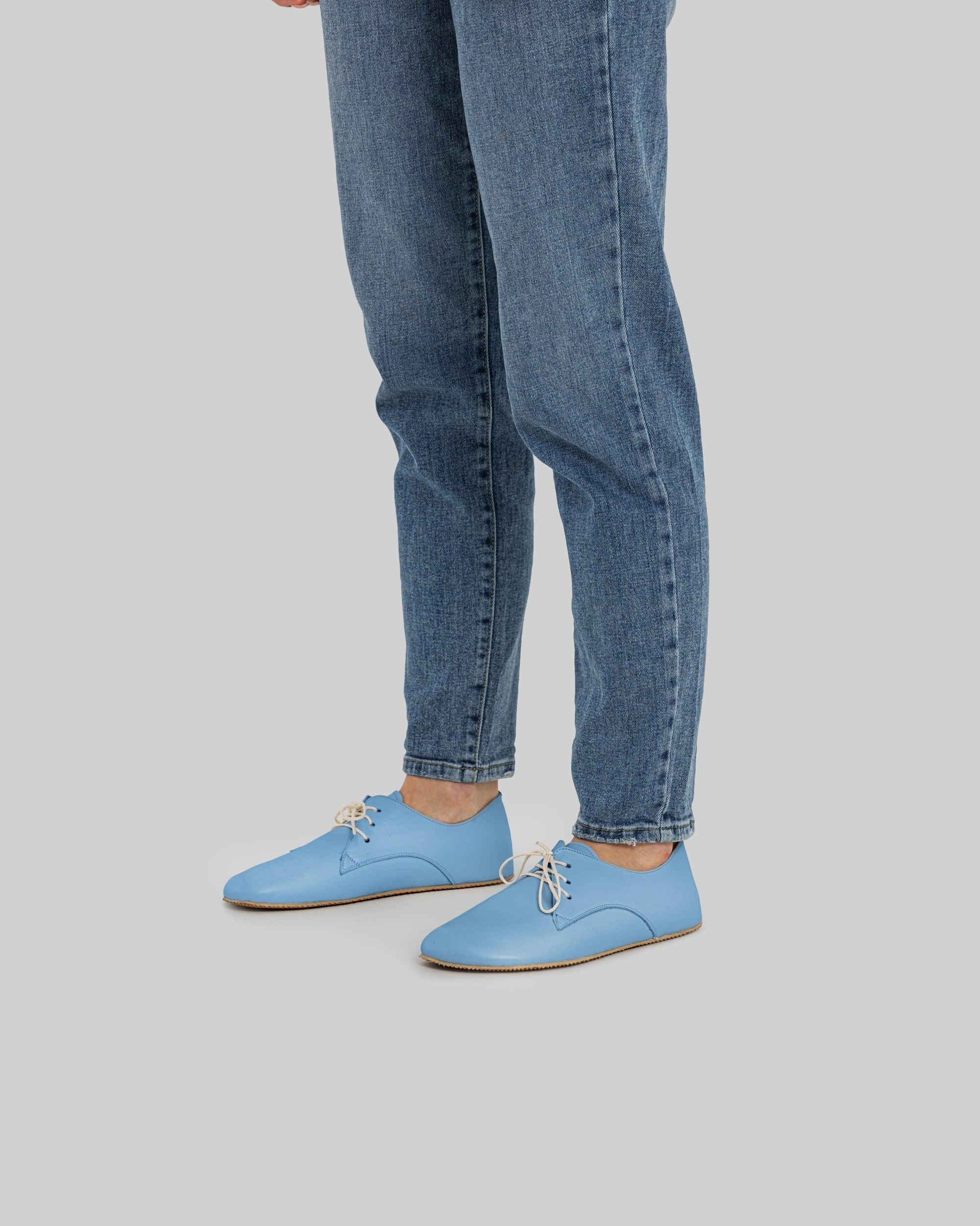 Detail Baby Blue Oxford Shoes - Handcrafted Calf Leather Turkey | Bespoky