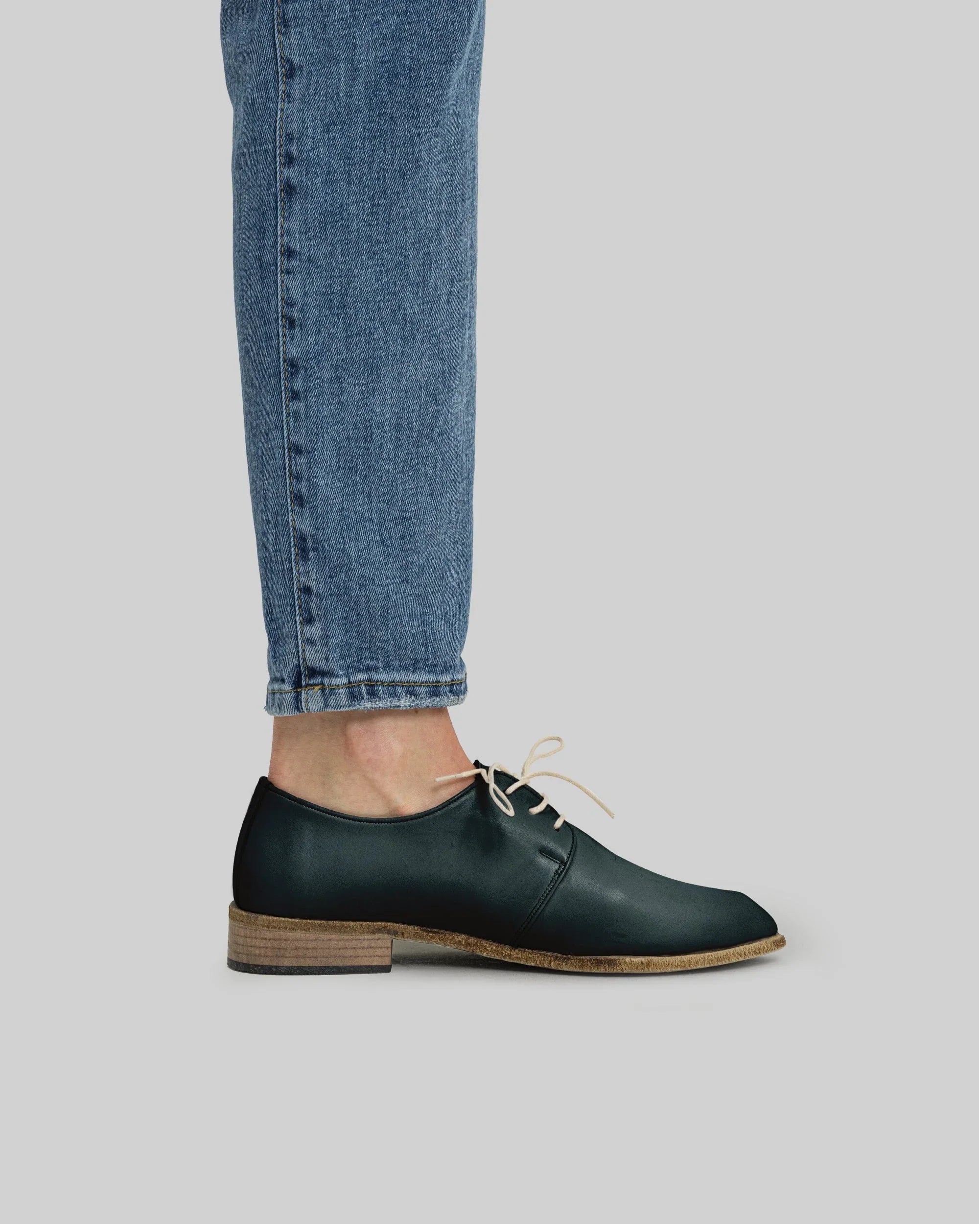 Pair Dark Green Pointed Toe Oxford - Barefoot Wide Toe Calf Leather | Bespoky