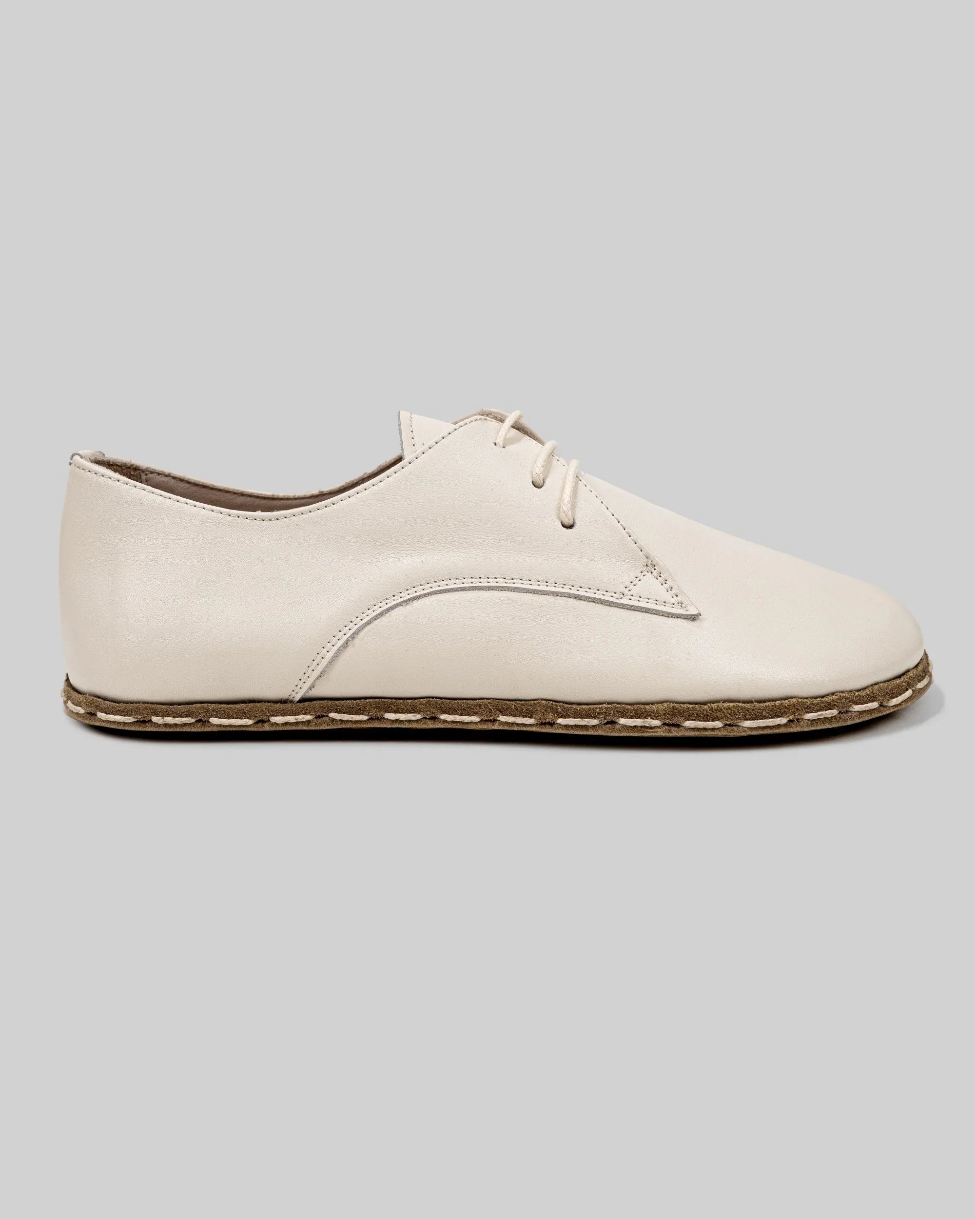 Side view Cream Oxford Shoes - Calf Leather Zero Drop | Bespoky