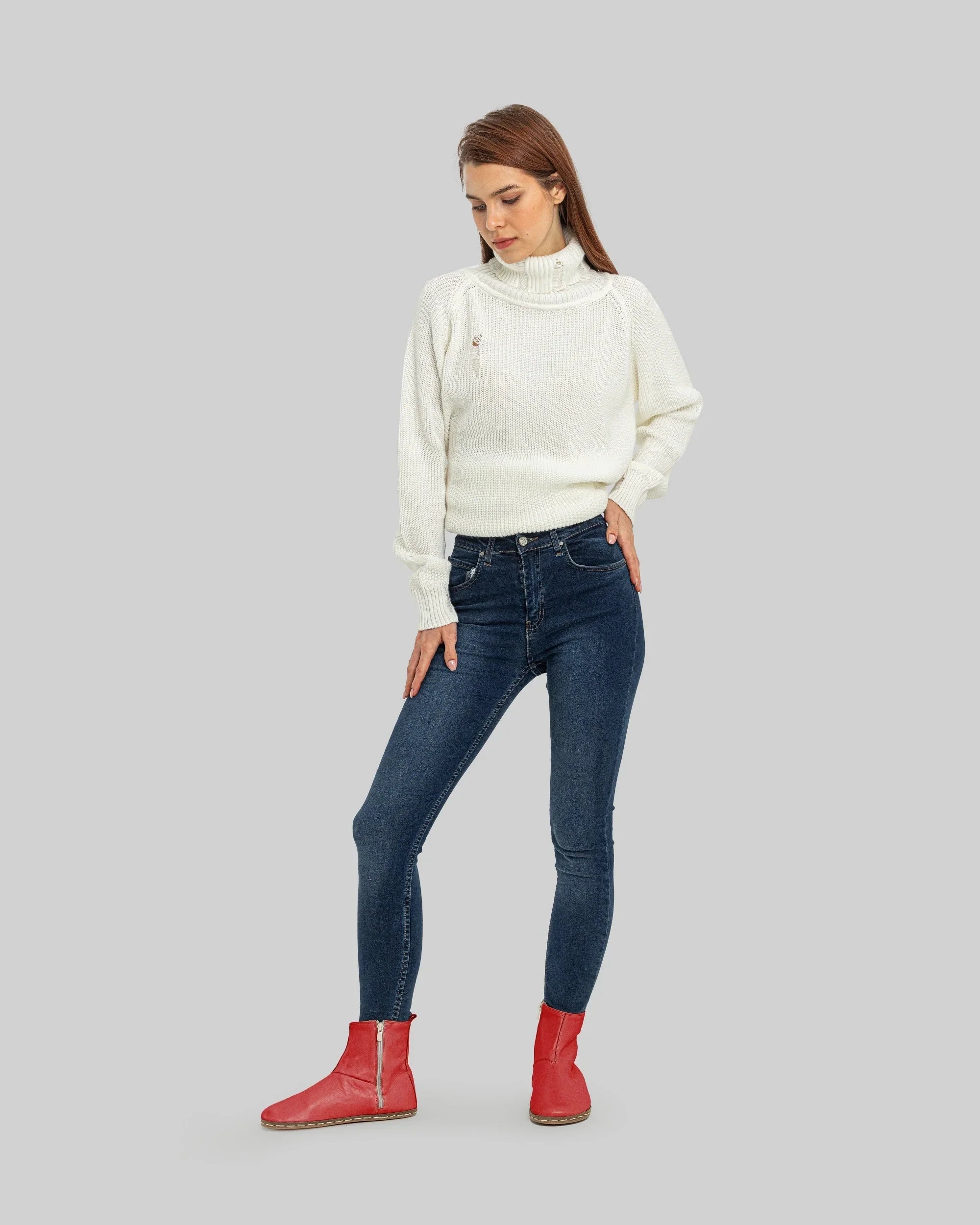 Back view Red Chelsea Boots - Calf Leather Handcrafted | Bespoky