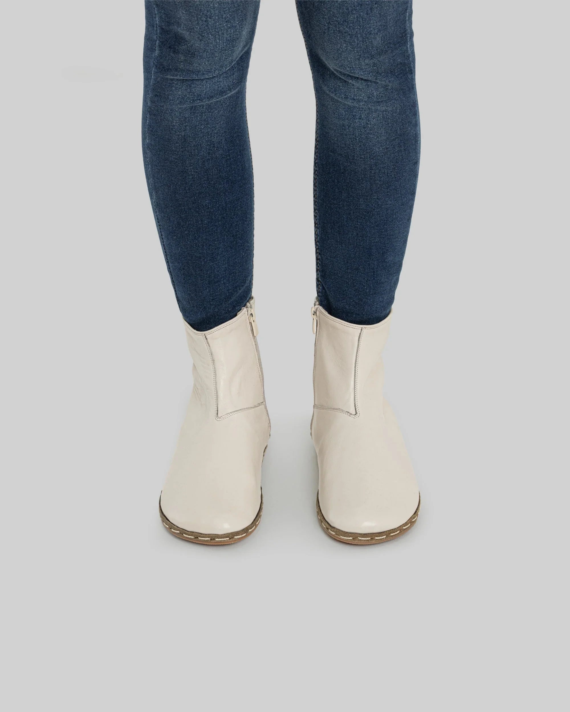 Top view Cream Chelsea Boots - Handcrafted Calf Leather | Bespoky