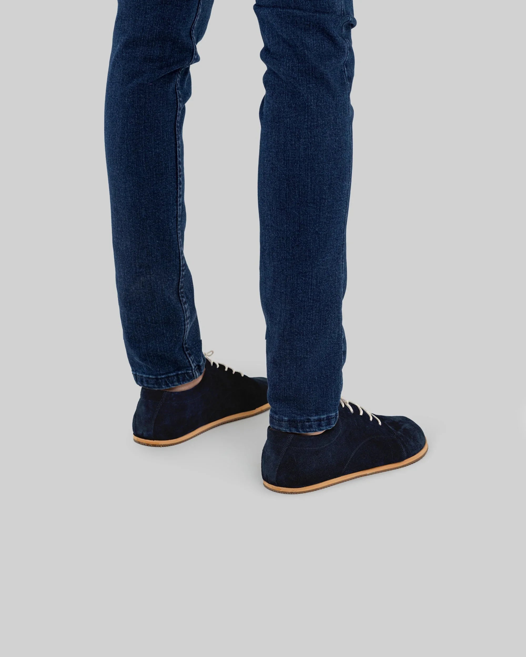 Detail Navy Suede Barefoot Sneaker - Handcrafted Calf Leather Turkey | Bespoky