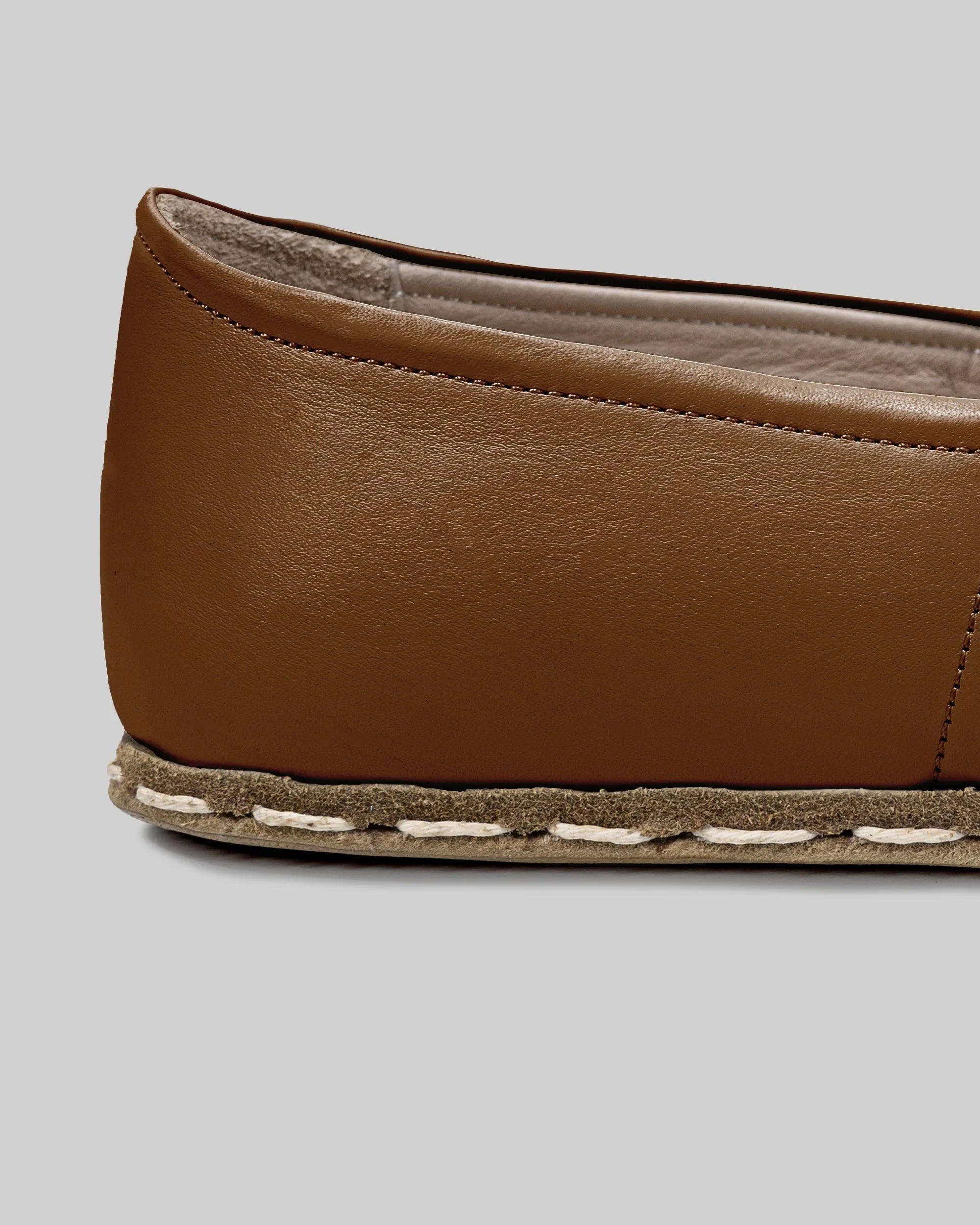 Top view Dark Tan Barefoot Yemeni - Handcrafted Calf Leather | Bespoky