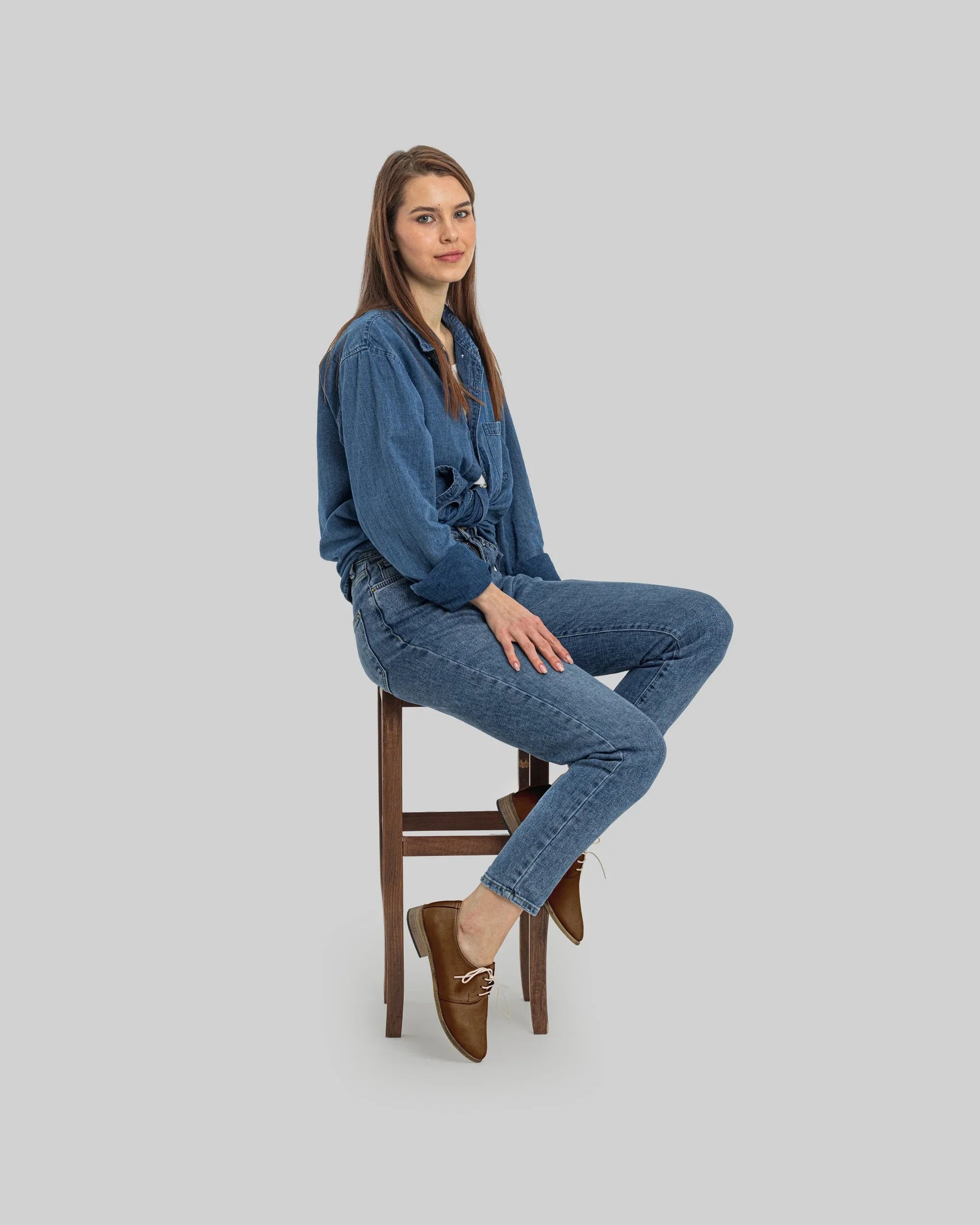 Back view Dark Tan Pointed Toe Oxford - Calf Leather Handcrafted | Bespoky